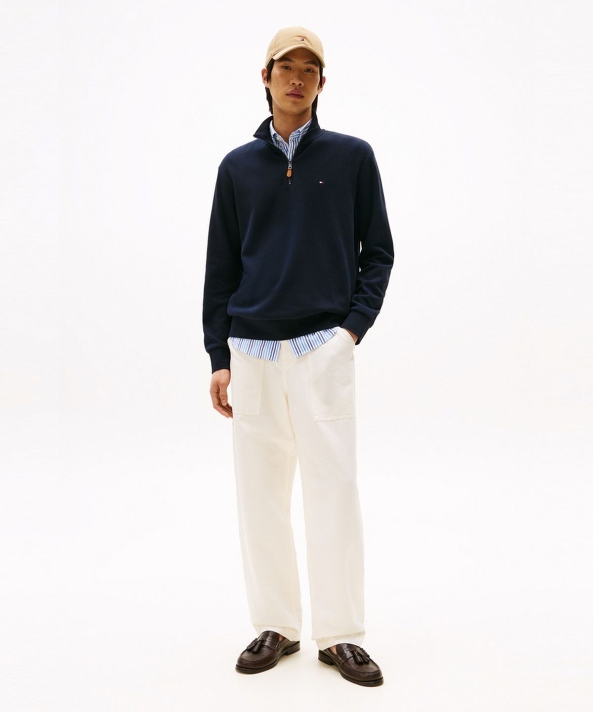 타미힐피거(TOMMY HILFIGER) 소프트 터치 1/4 집업 스웨트셔츠 (T12G6TPO080MT2DW5)