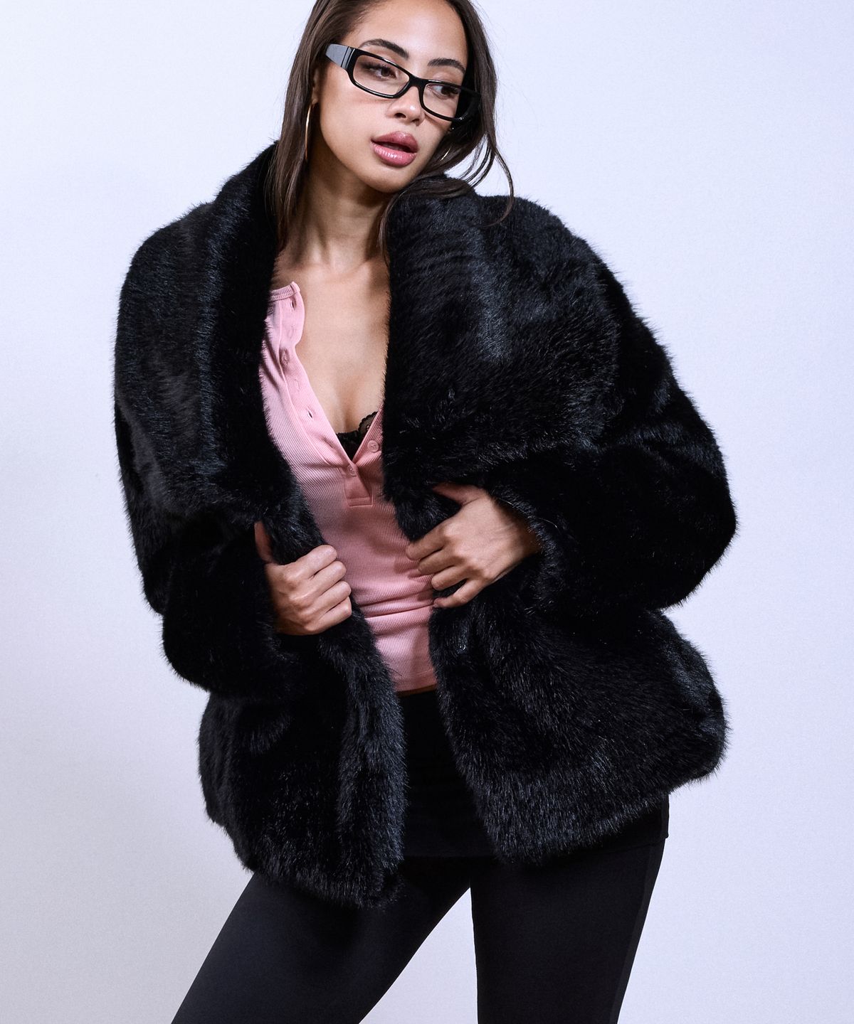쿨시스(COOLSIS) CS FOXY FUR FLEECE JACKET-033 (BLACK)