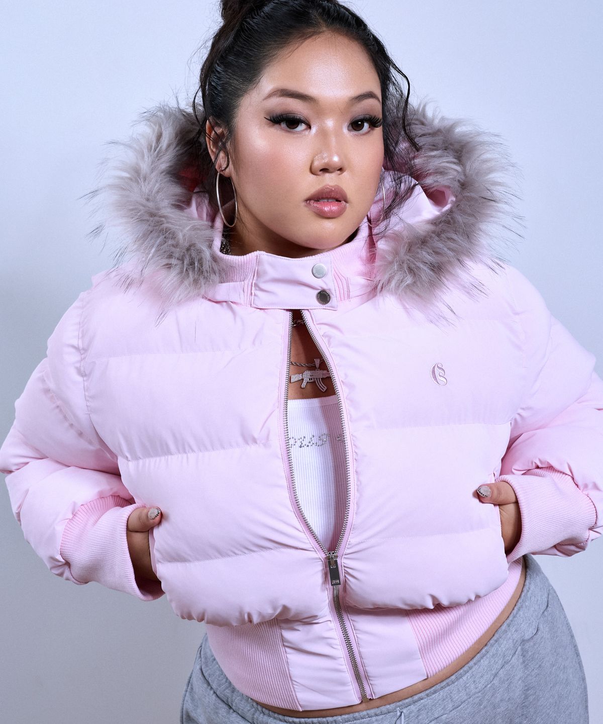 쿨시스(COOLSIS) CS 20s FUR PUFFER JACKET-021 (PINK)