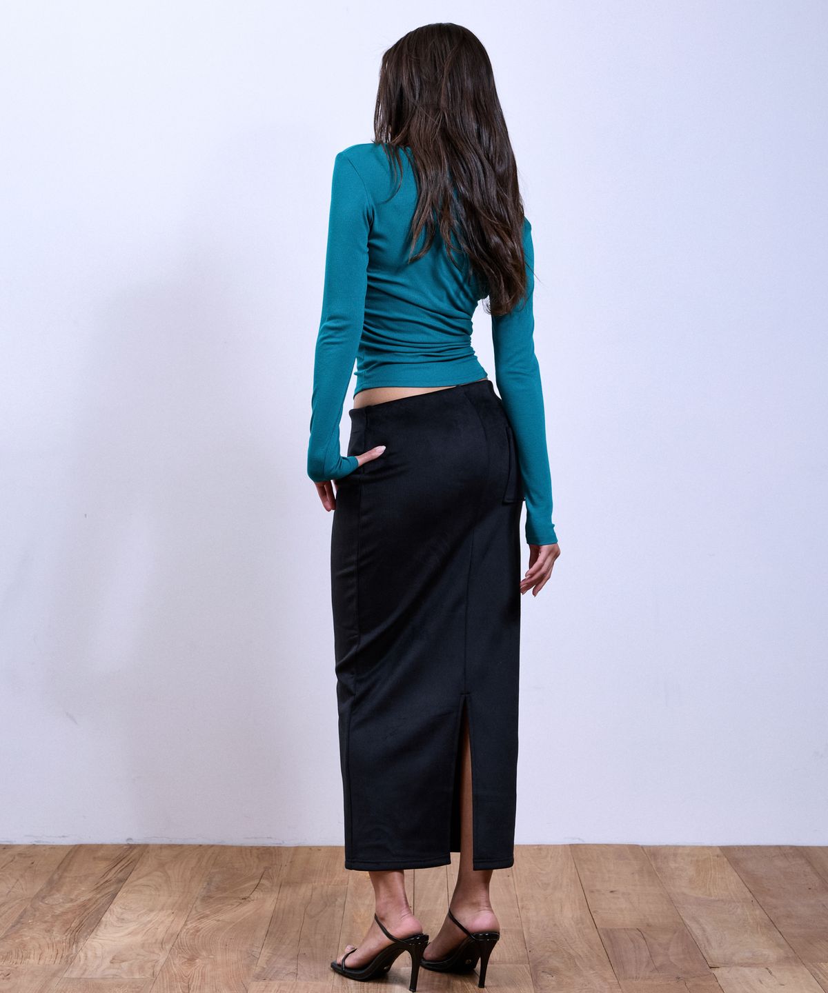쿨시스(COOLSIS) CS SHIRRING HENLEY BUTTON TOP-079 (TEAL)