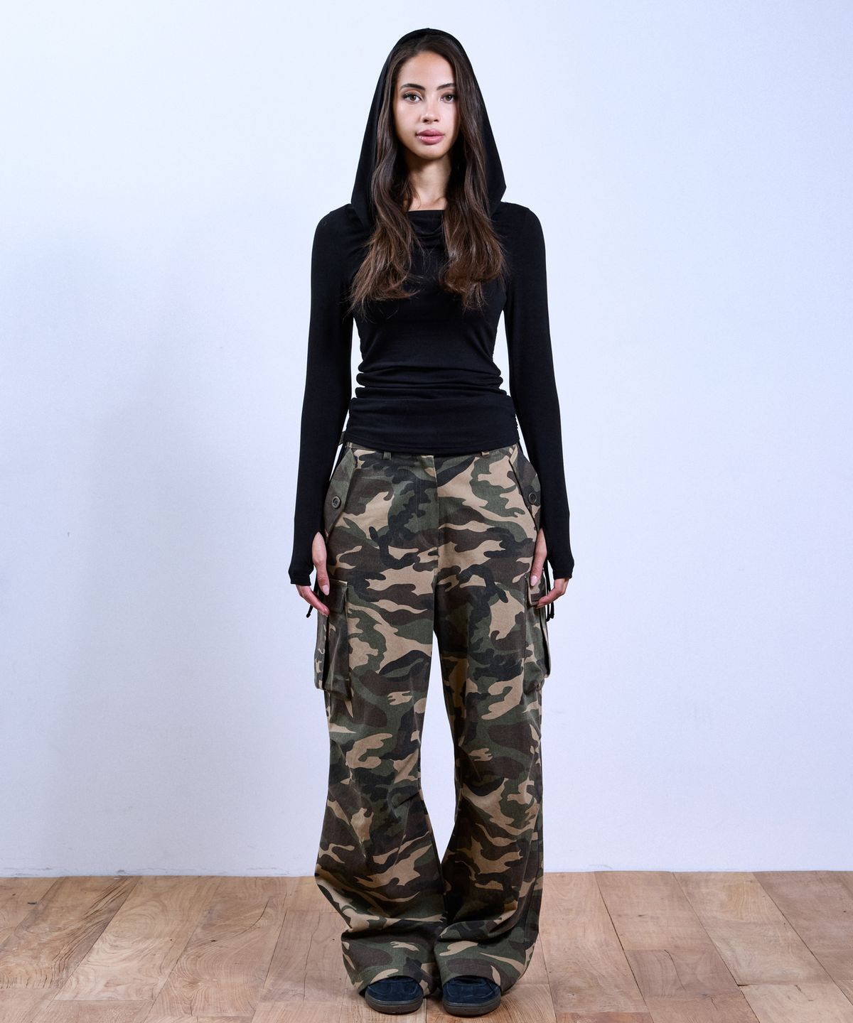 쿨시스(COOLSIS) CS DRAPE HOOD STRING TOP-081 (BLACK)