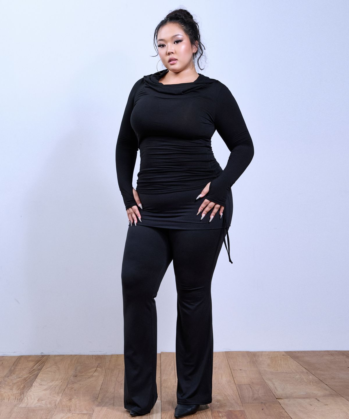 쿨시스(COOLSIS) CS DRAPE HOOD STRING TOP-081 (BLACK)