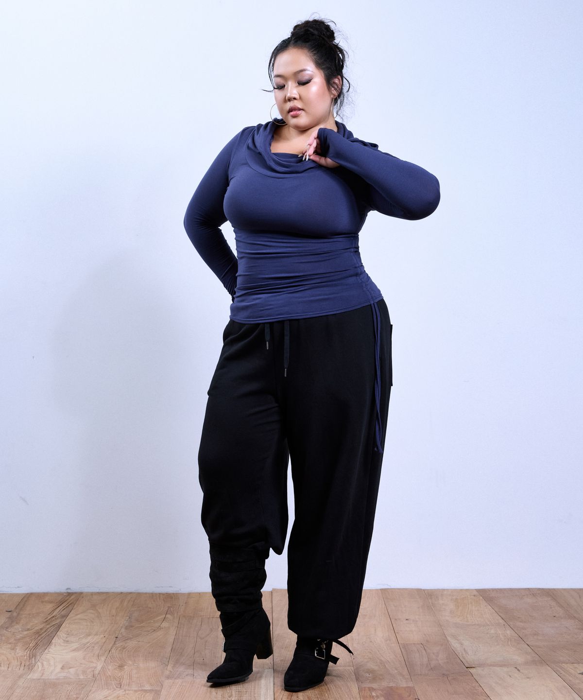 쿨시스(COOLSIS) CS DRAPE HOOD STRING TOP-081 (NAVY)