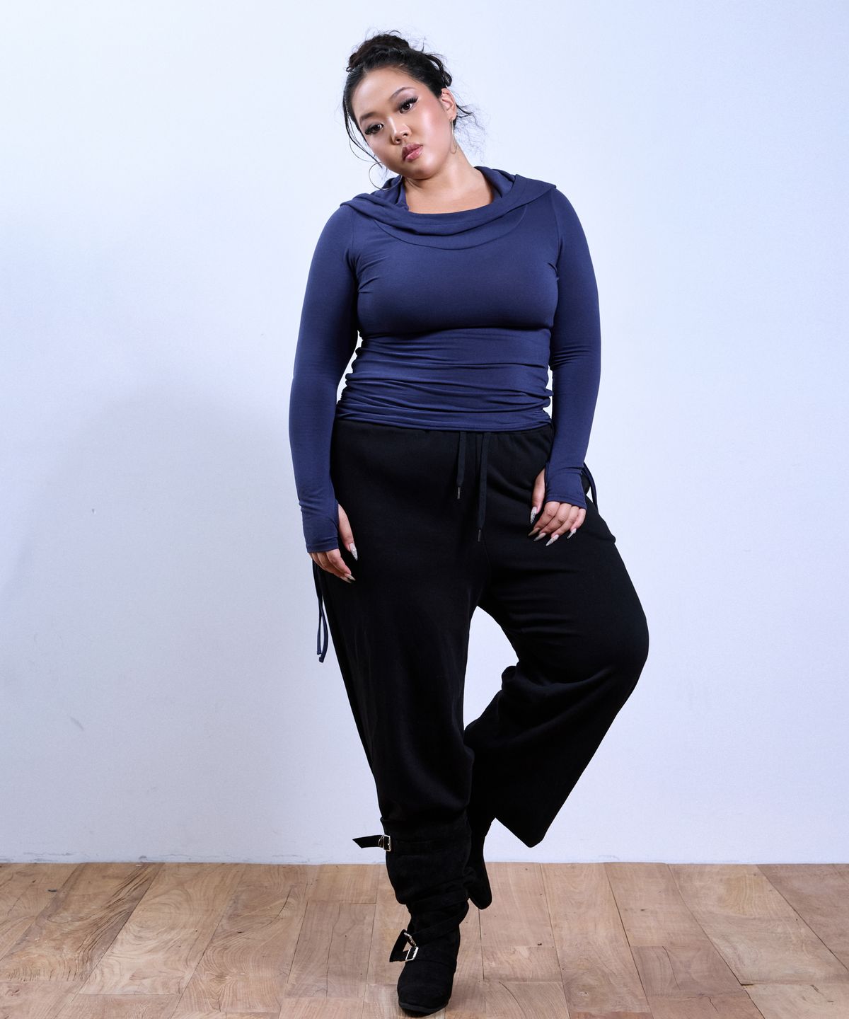 쿨시스(COOLSIS) CS DRAPE HOOD STRING TOP-081 (NAVY)