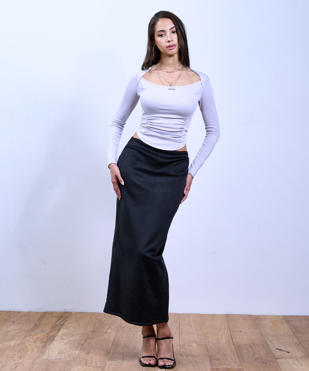 쿨시스(COOLSIS) CS CORDUROY LONG SKIRT-081 (BLACK)