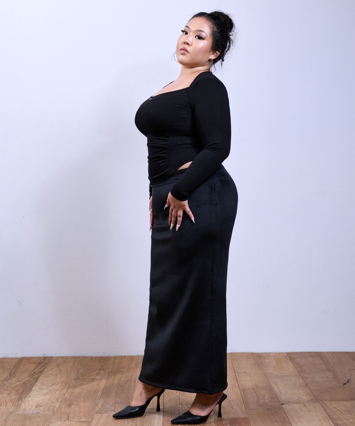 쿨시스(COOLSIS) CS CORDUROY LONG SKIRT-081 (BLACK)