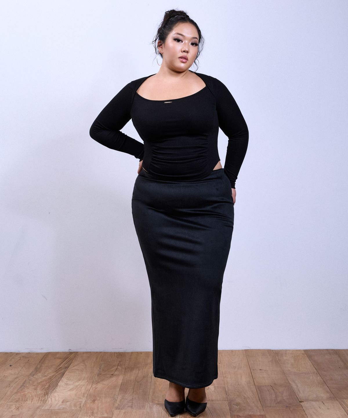 쿨시스(COOLSIS) CS CORDUROY LONG SKIRT-081 (BLACK)