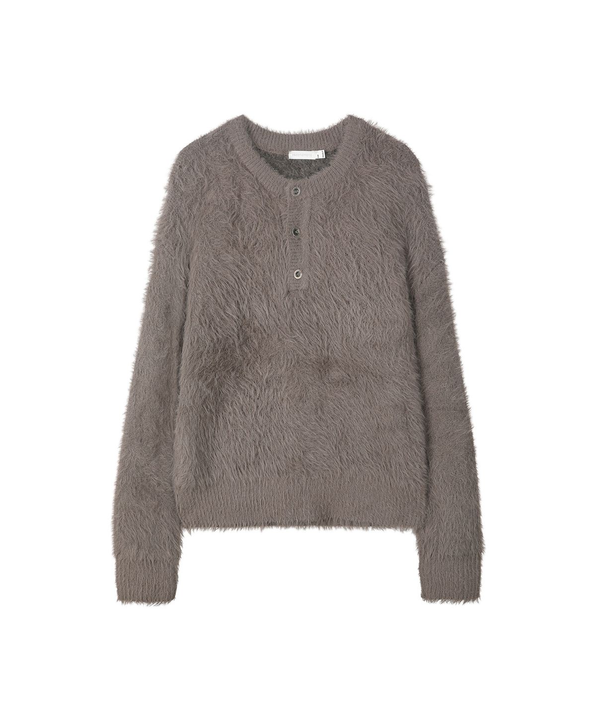 세컨모놀로그(SECONDMONO) Hairy Graphic Henley Knit [DBEIGE]_SEKT039DBEIGE