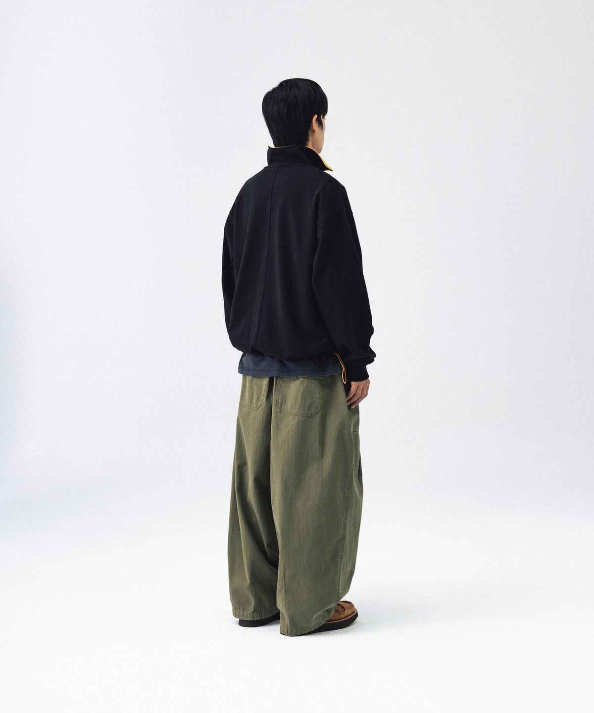 앵글런(ANGLAN) Color Line Sweat Half-Zip - Black