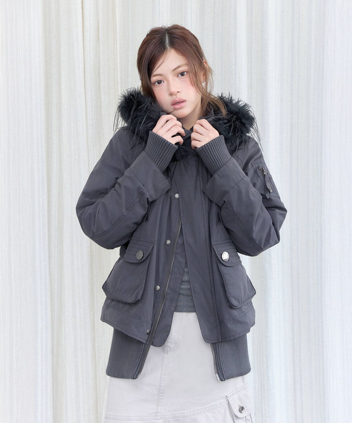 미레코(MIRECO) FIELD FUR HOOD PARKA STONE BLACK
