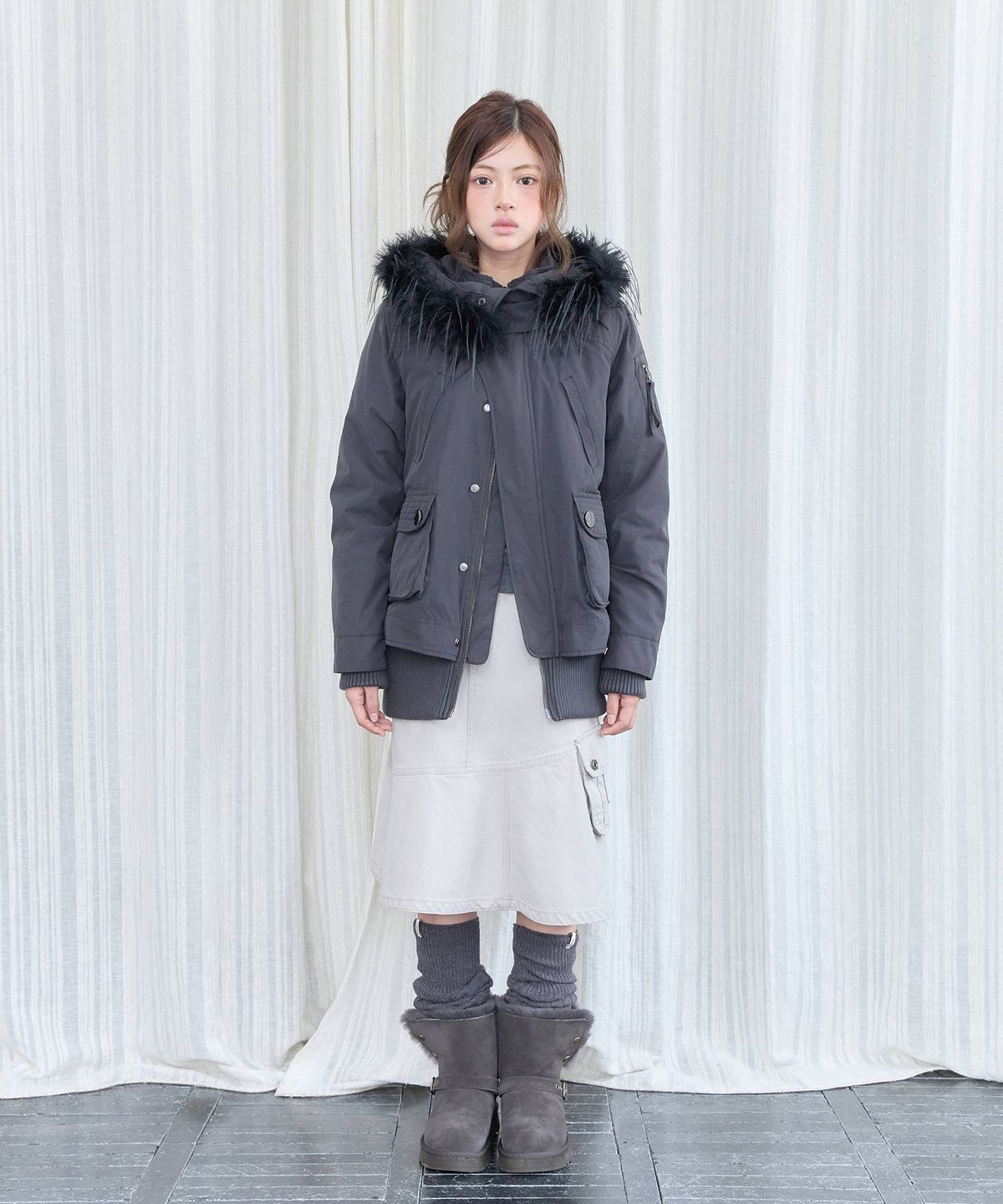 미레코(MIRECO) FIELD FUR HOOD PARKA STONE BLACK