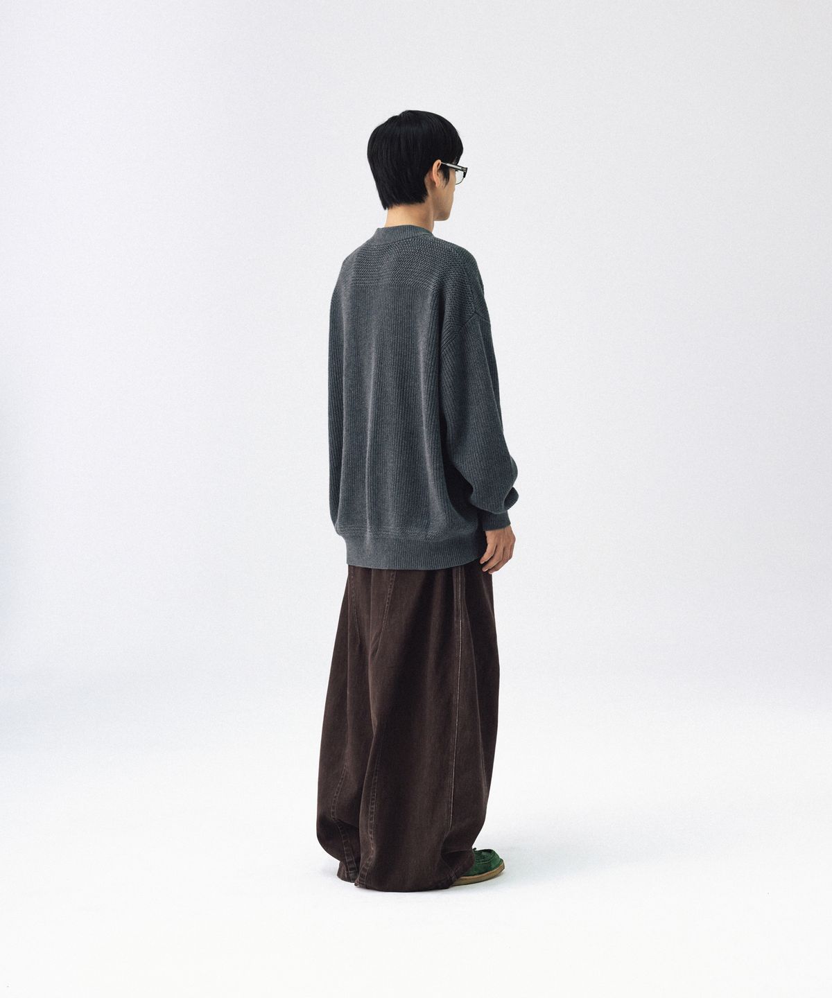 앵글런(ANGLAN) Military Button Knit Pullover - Charcoal