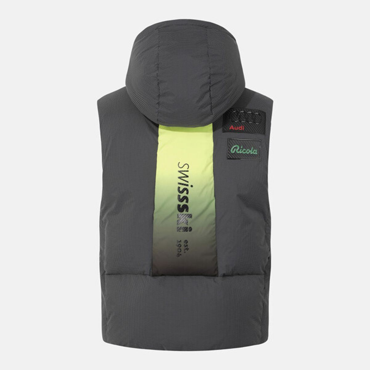 데상트(DESCENTE) 스위스 스키 중경량 후드형 다운 베스트 블랙 B 타입 SR423SDVO1
