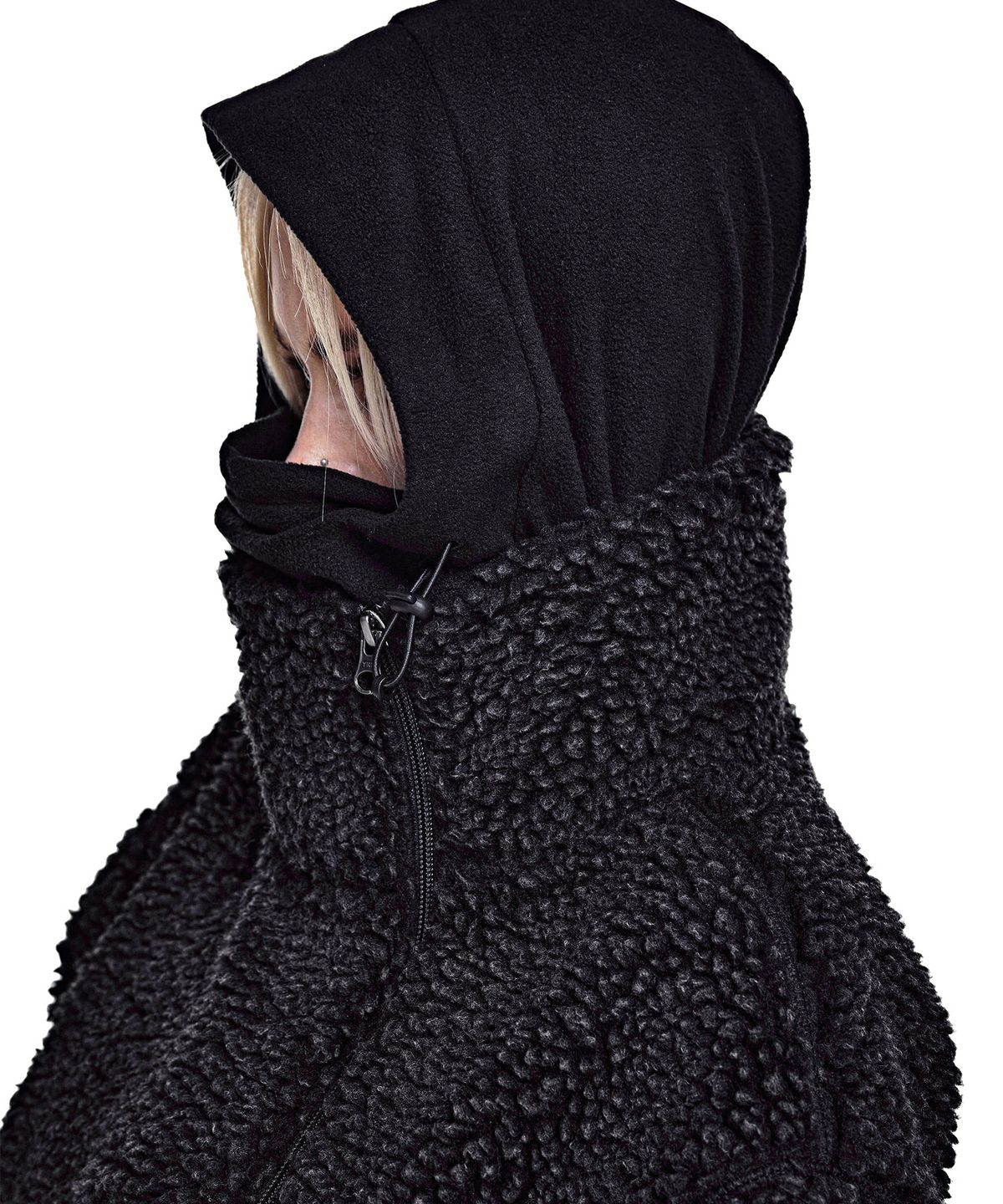 세컨모놀로그(SECONDMONO) Washed Sherpa Balaclava Half Zip [CHARCOAL]_SETS067CHARCOAL