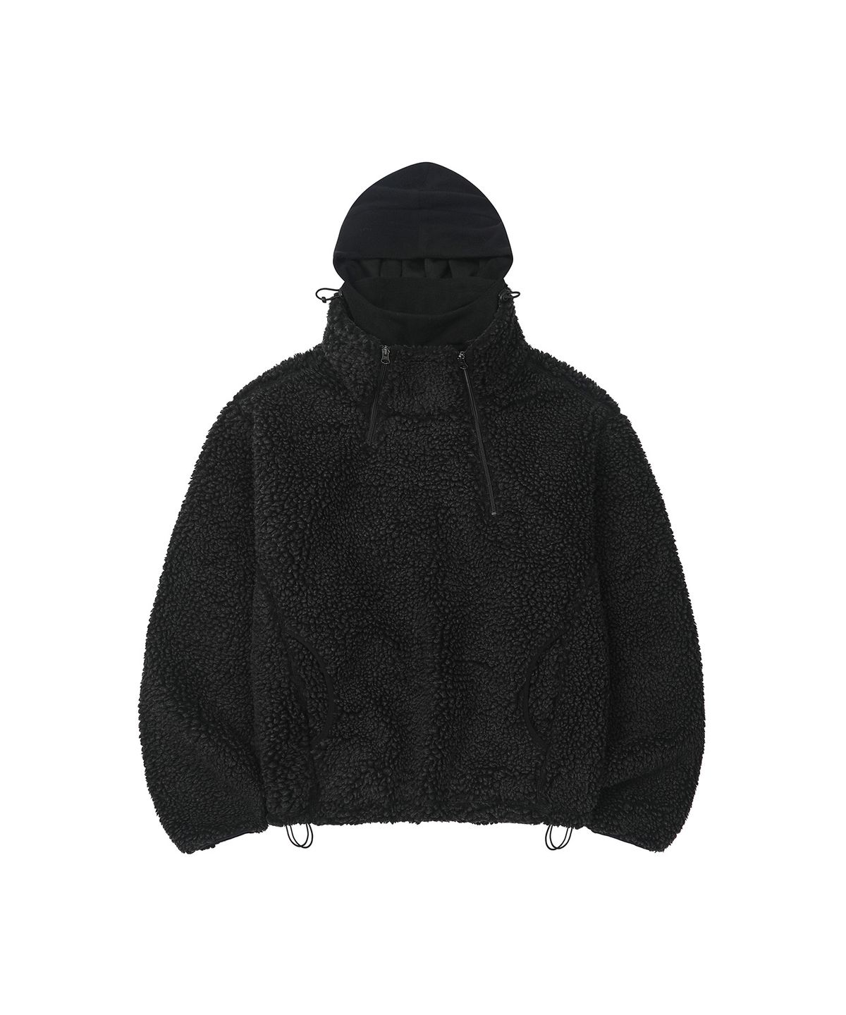 세컨모놀로그(SECONDMONO) Washed Sherpa Balaclava Half Zip [CHARCOAL]_SETS067CHARCOAL