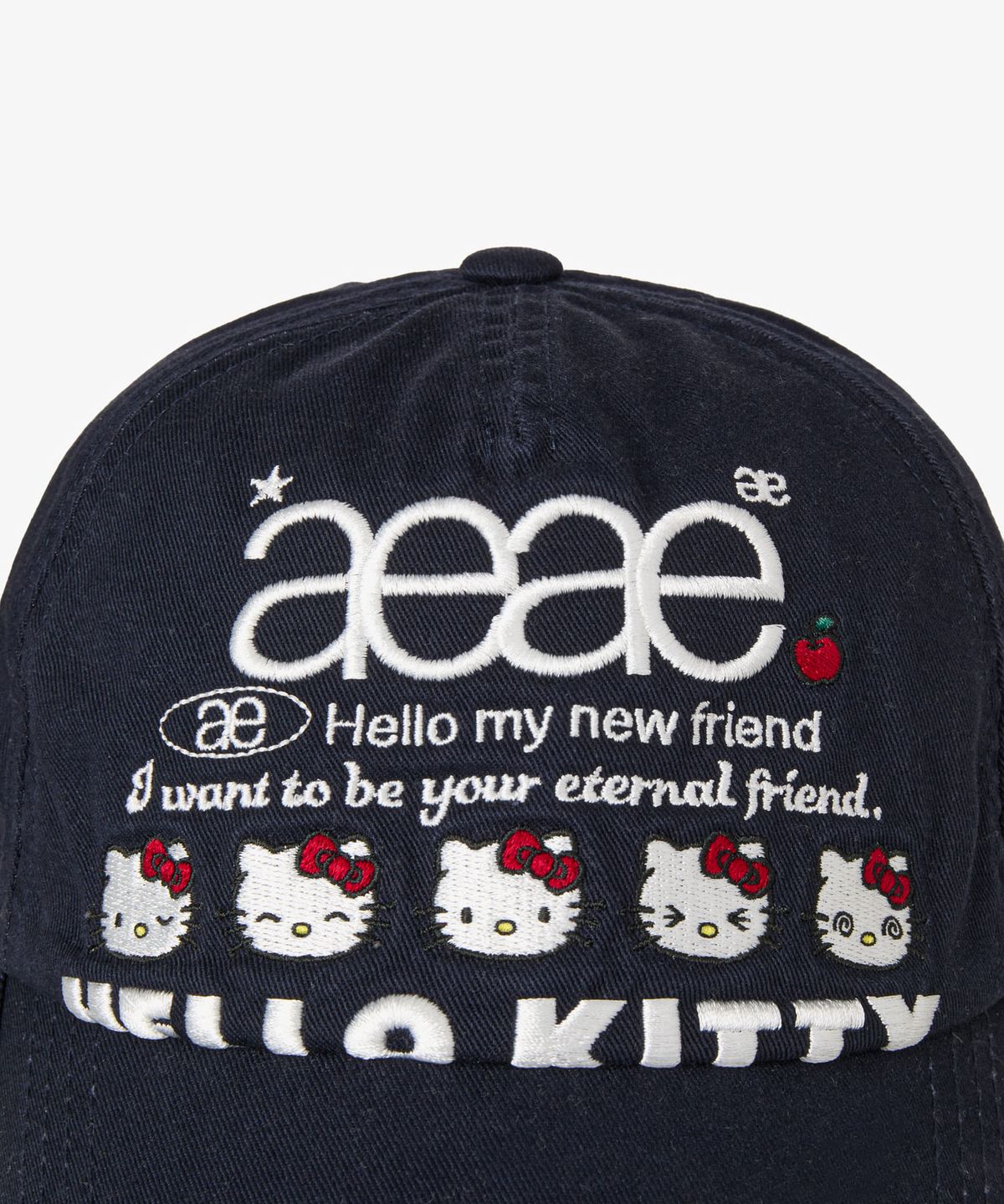 에이이에이이(AEAE) HELLO KITTY WEB LOGO 5 PANNEL CAP [NAVY]