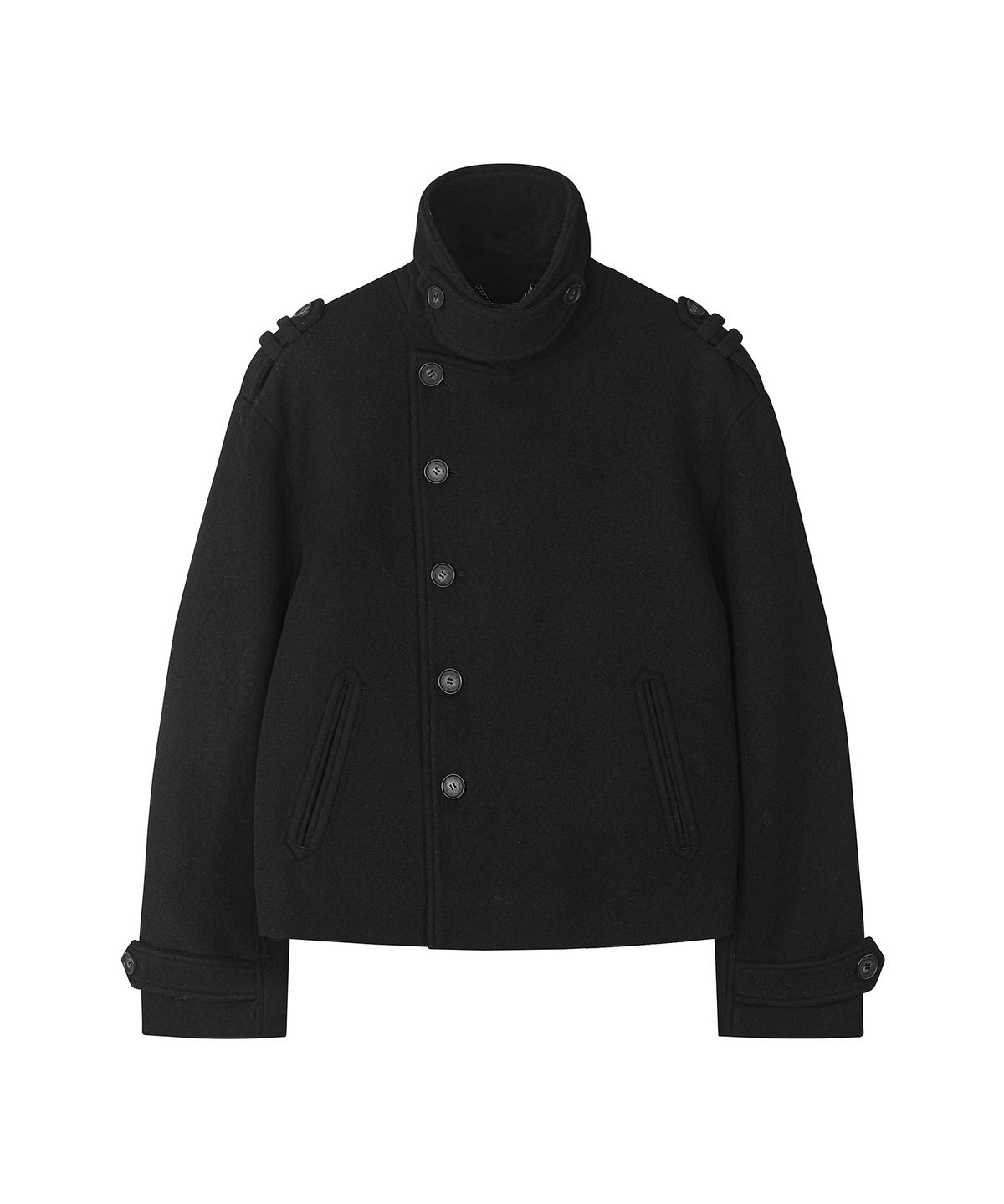세컨모놀로그(SECONDMONO) Military Pea Coat [BLACK]_SECT001BLACK