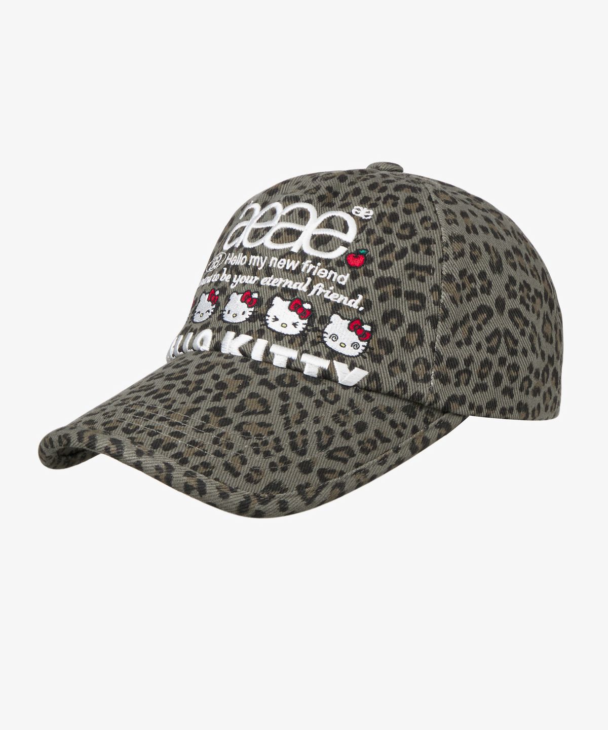 에이이에이이(AEAE) HELLO KITTY WEB LOGO 5 PANNEL CAP [LEOPARD KHAKI]
