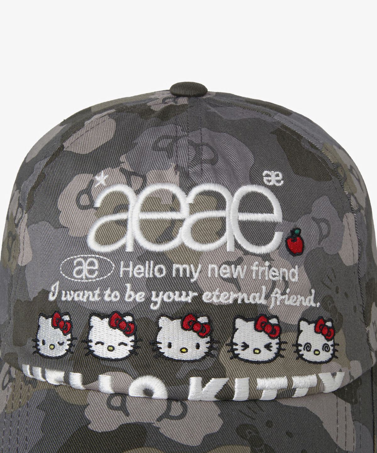 에이이에이이(AEAE) HELLO KITTY WEB LOGO 5 PANNEL CAP [GREY]