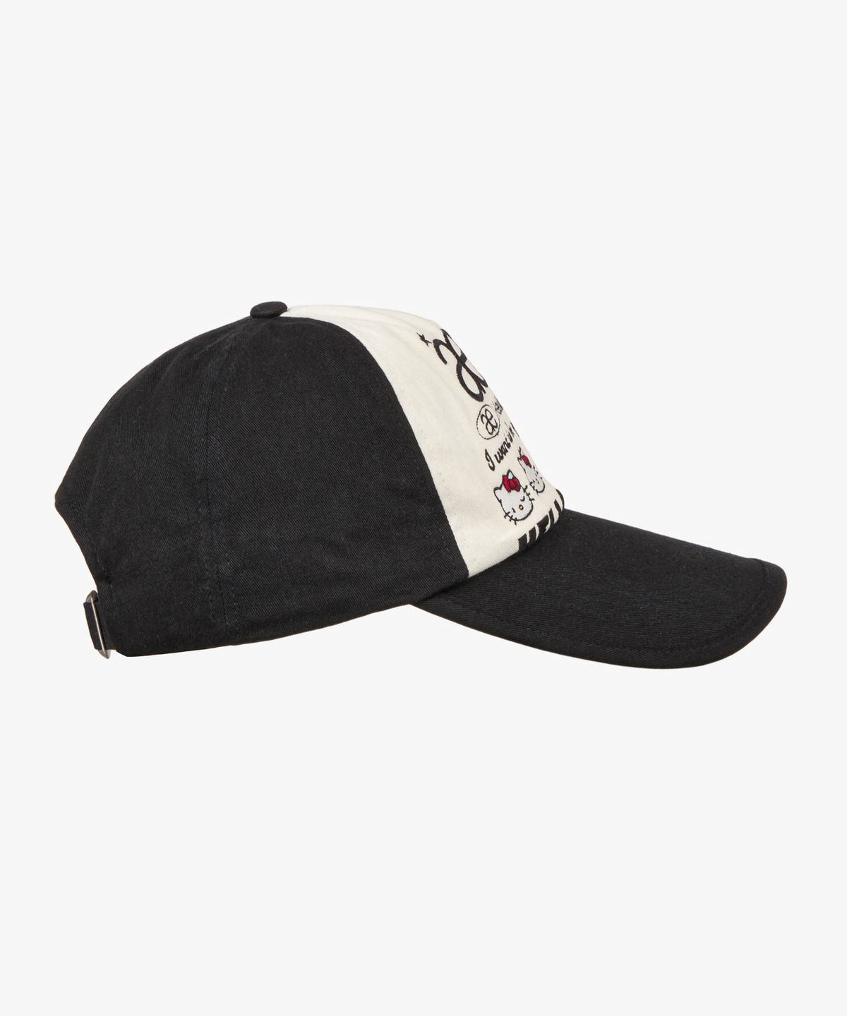 에이이에이이(AEAE) HELLO KITTY WEB LOGO 5 PANNEL CAP [BLACK/WHITE]