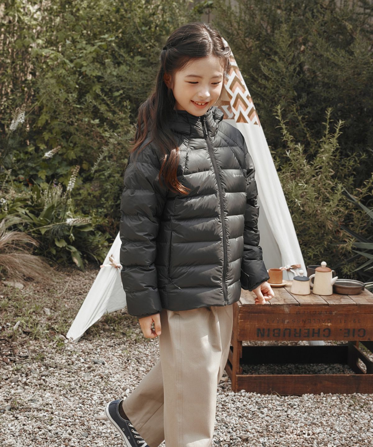 스노우피크 어패럴 키즈(SNOWPEAK APPAREL KIDS) 키즈 토레이 15D 에어태스틱 후드 경량 다운 자켓 (S26WKTDJ80) Charcoal