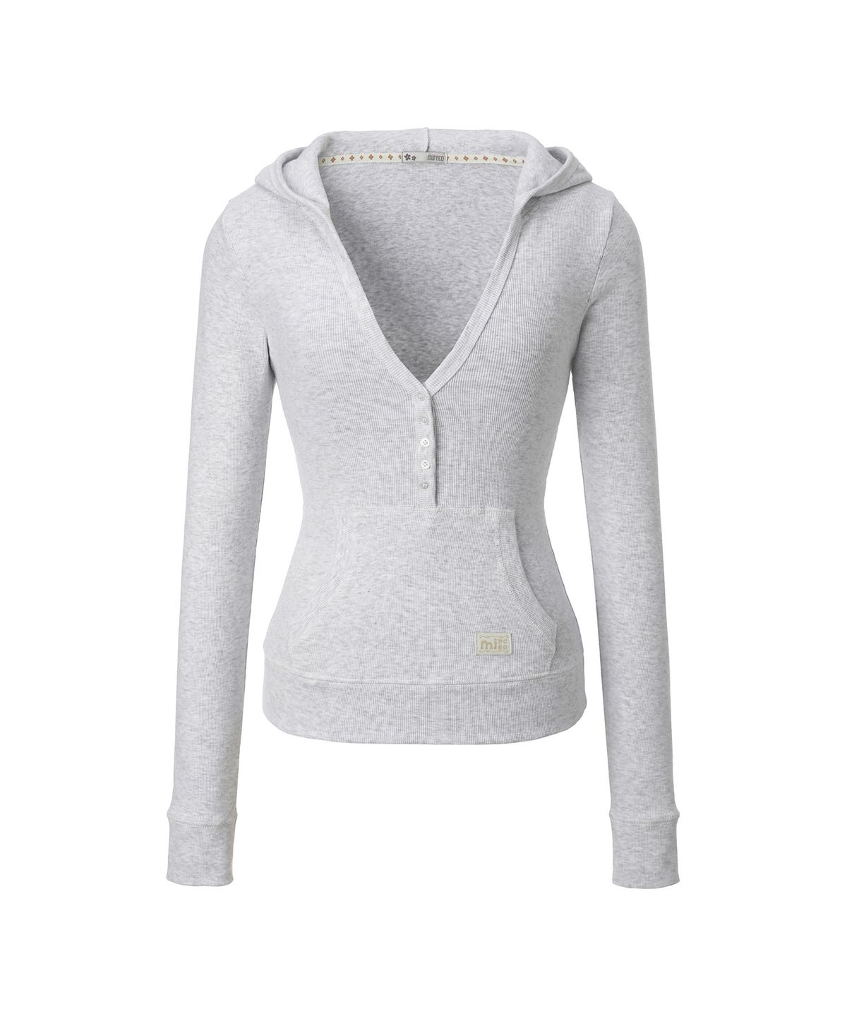 미레코(MIRECO) HENLEY HOOD LONG SLEEVE MELANGE WHITE