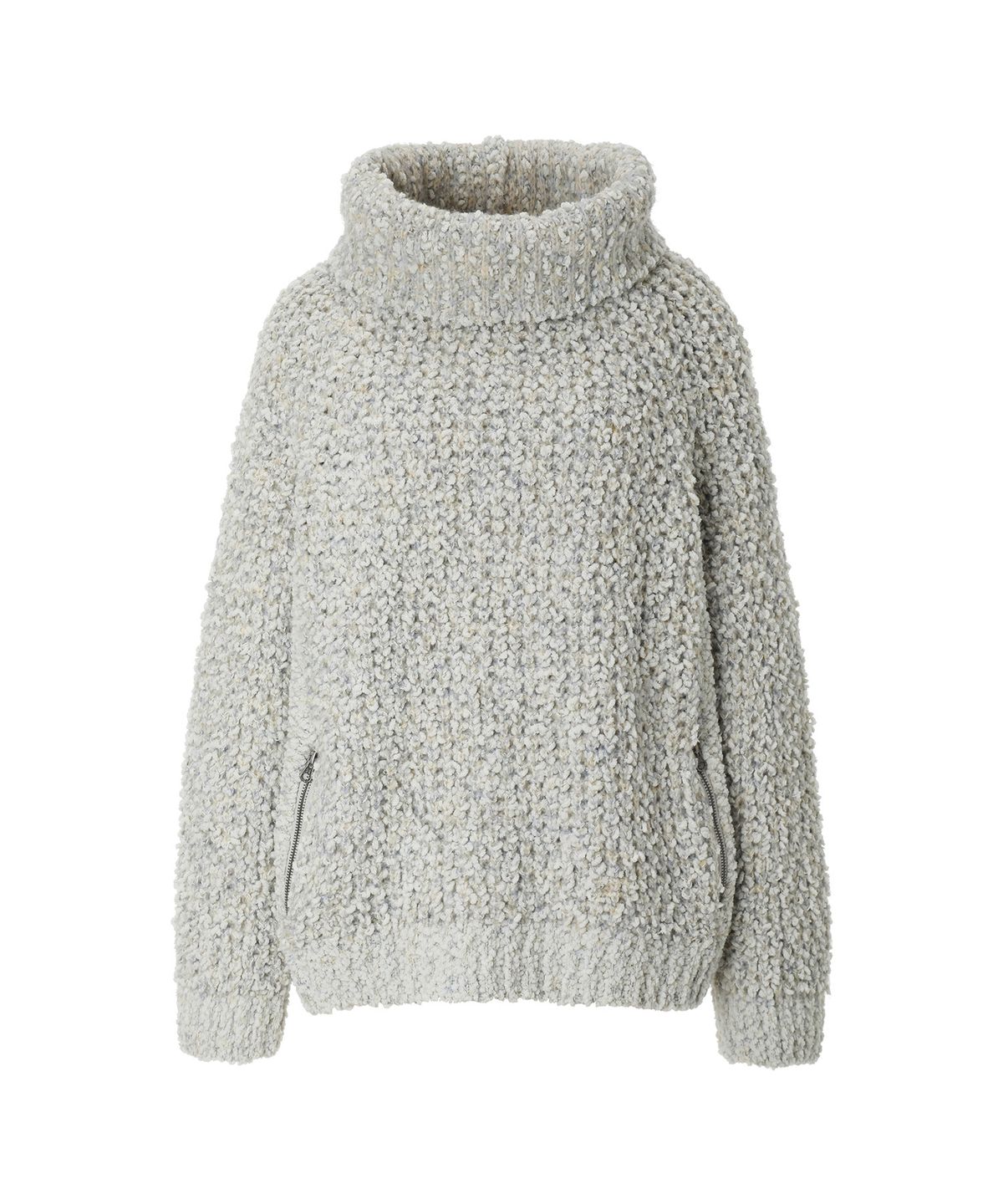 미레코(MIRECO) POCKET MIX HIGH NECK KNIT CLOUD GREY