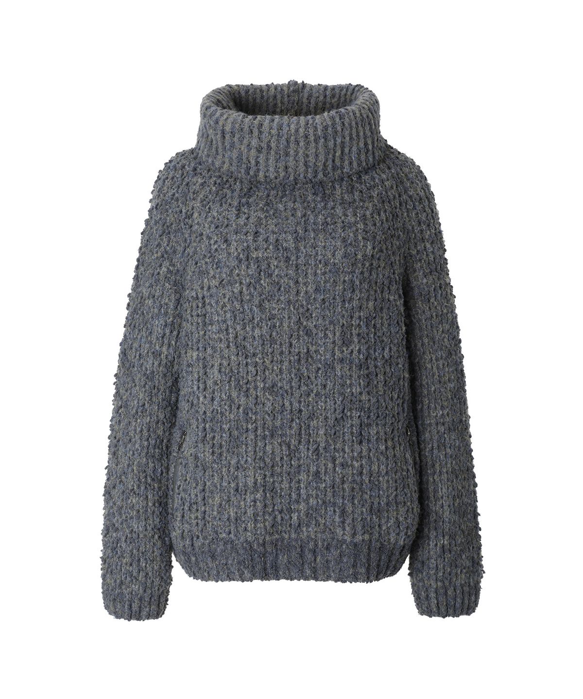 미레코(MIRECO) POCKET MIX HIGH NECK KNIT DUSK BLUE
