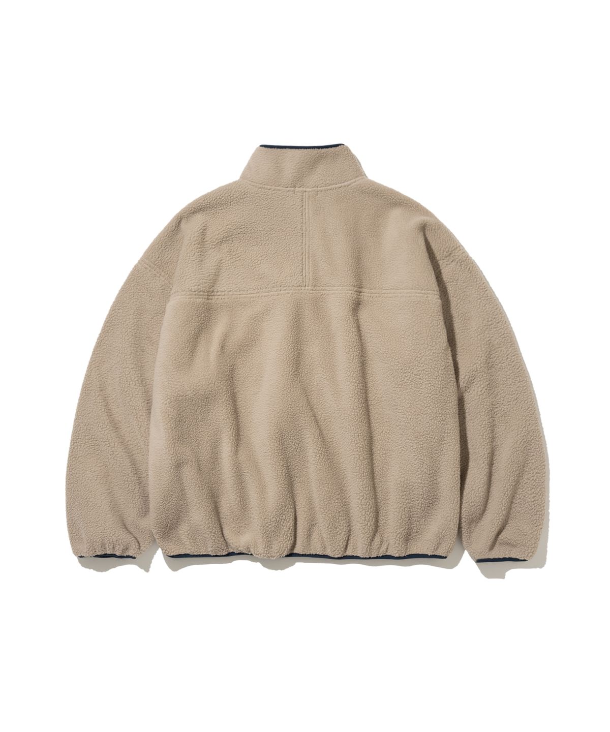 앵글런(ANGLAN) Diagonal Line Fleece Pullover - Beige