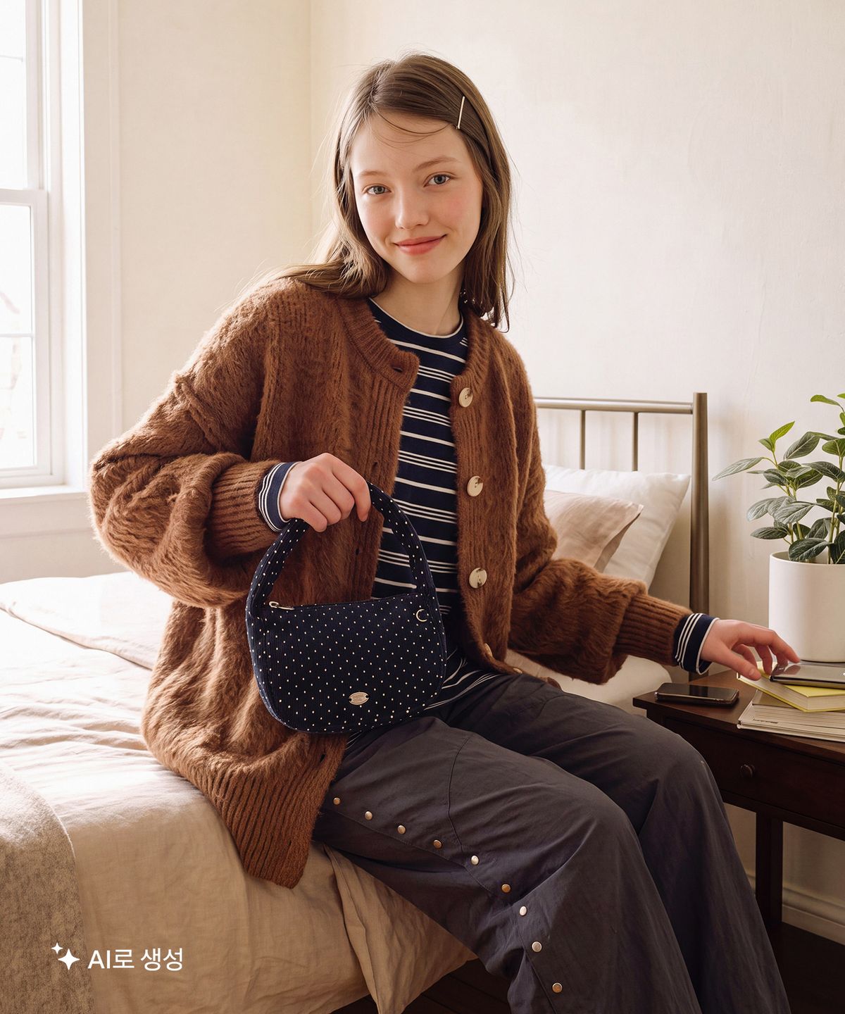 마스마룰즈(MASMARULEZ) Liri mini tote bag_Corduroy dot black navy