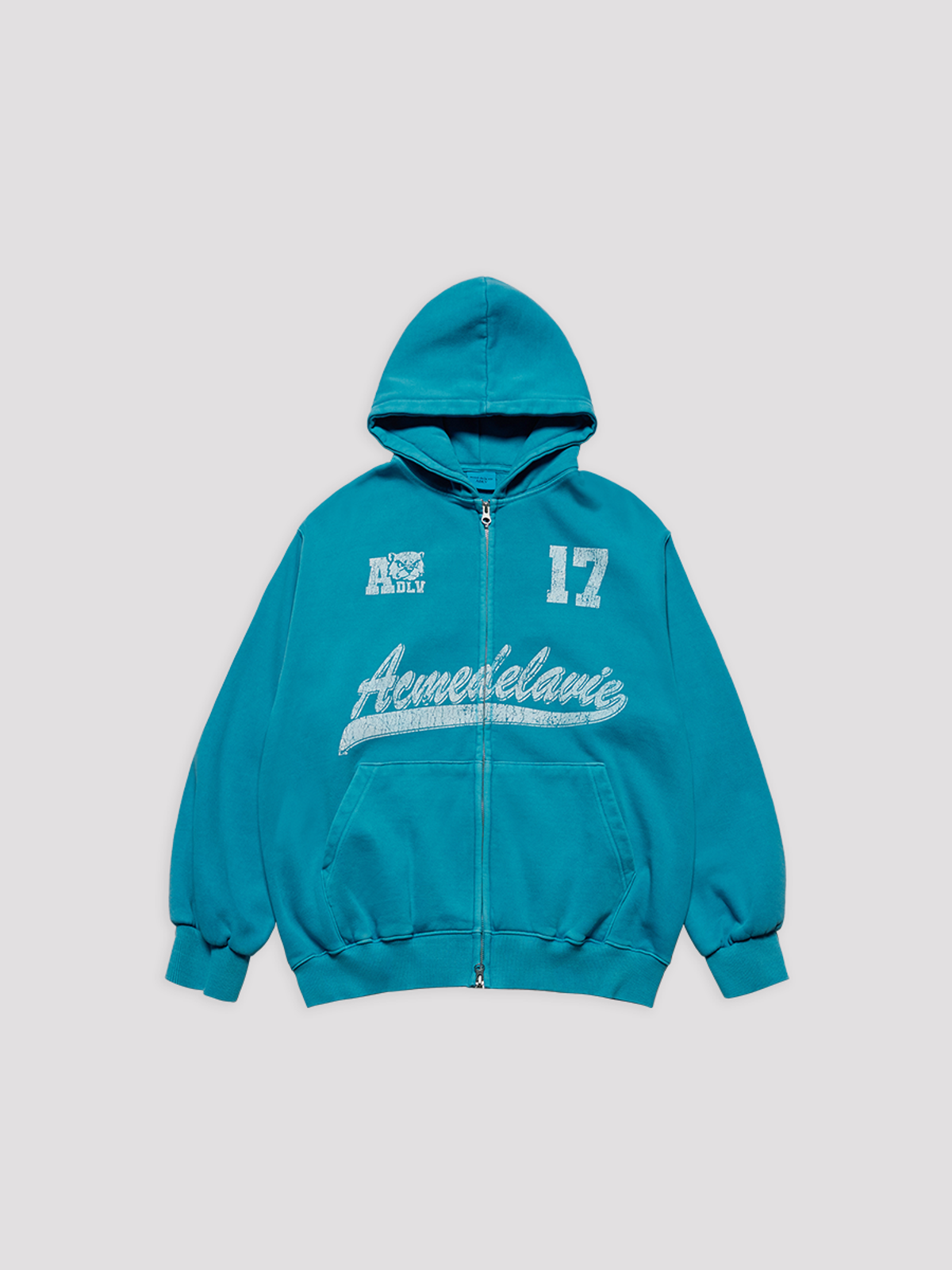아크메드라비(ACME DE LA VIE) PIGMENT FADED ATHLETIC NAPPING HOODIE ZIP UP [LIGHT BLUE]
