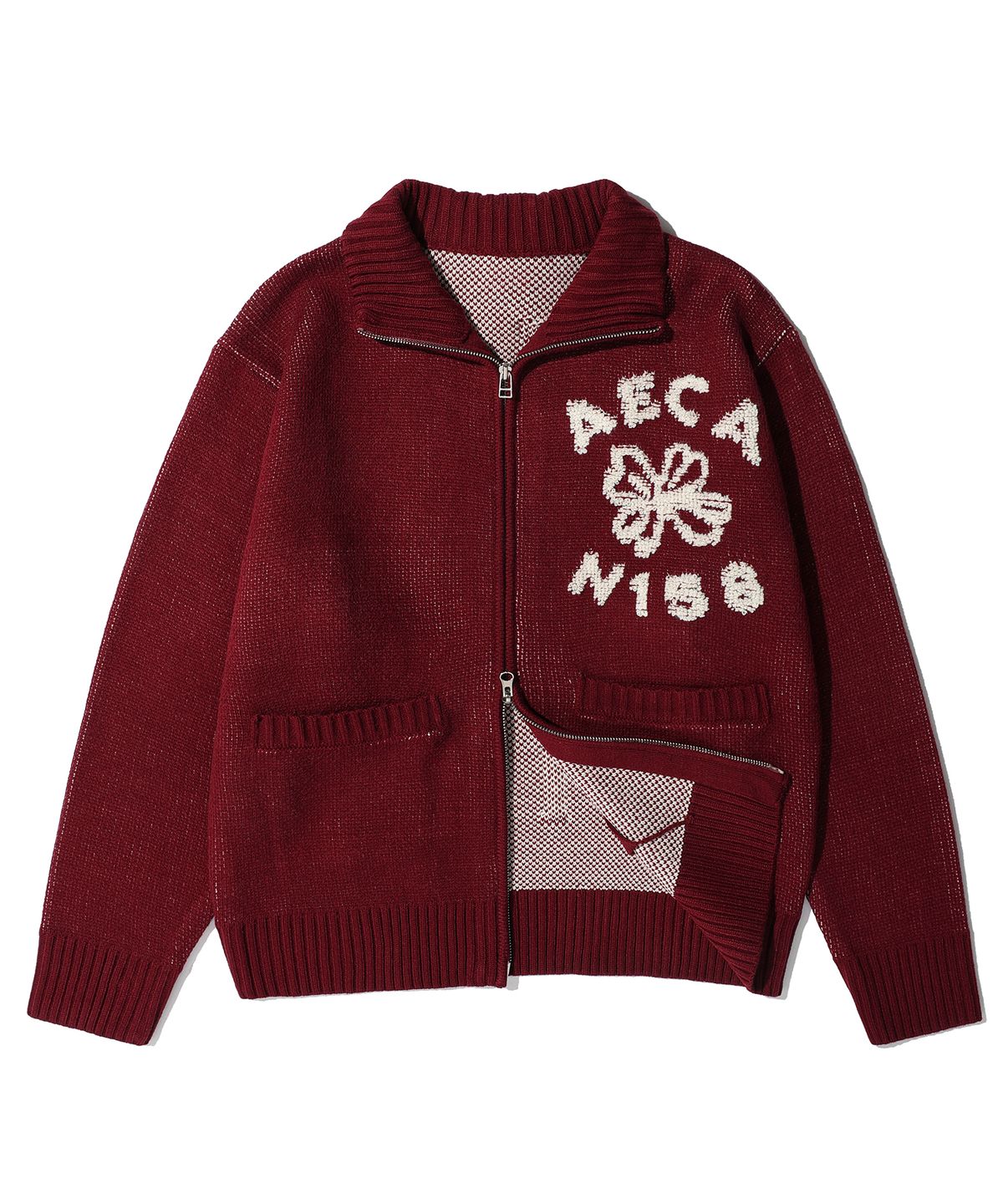 에이카화이트(AECA) AECA FLOWER BOUCLE ZIP UP KNIT (3color)