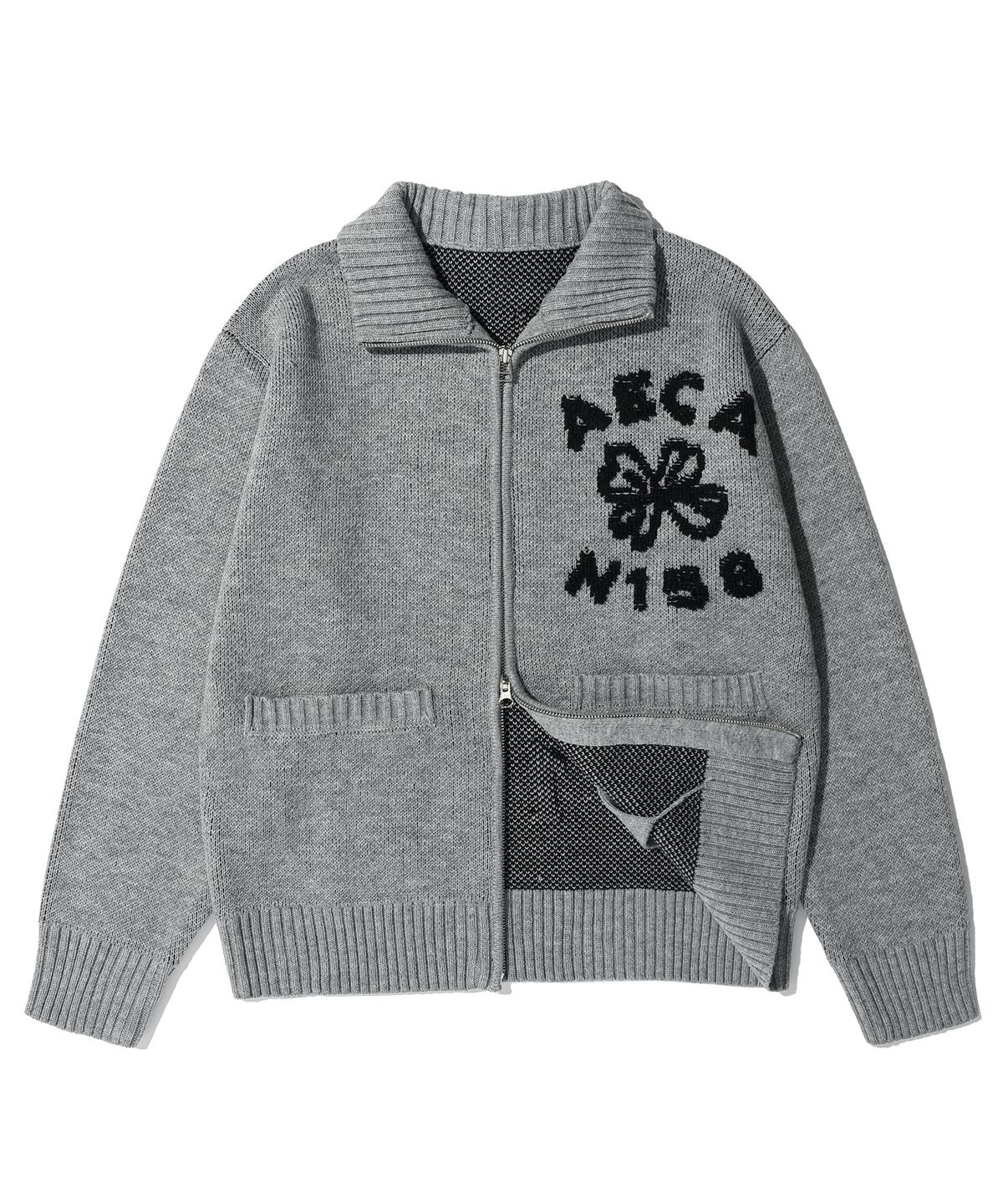 에이카화이트(AECA) AECA FLOWER BOUCLE ZIP UP KNIT (3color)