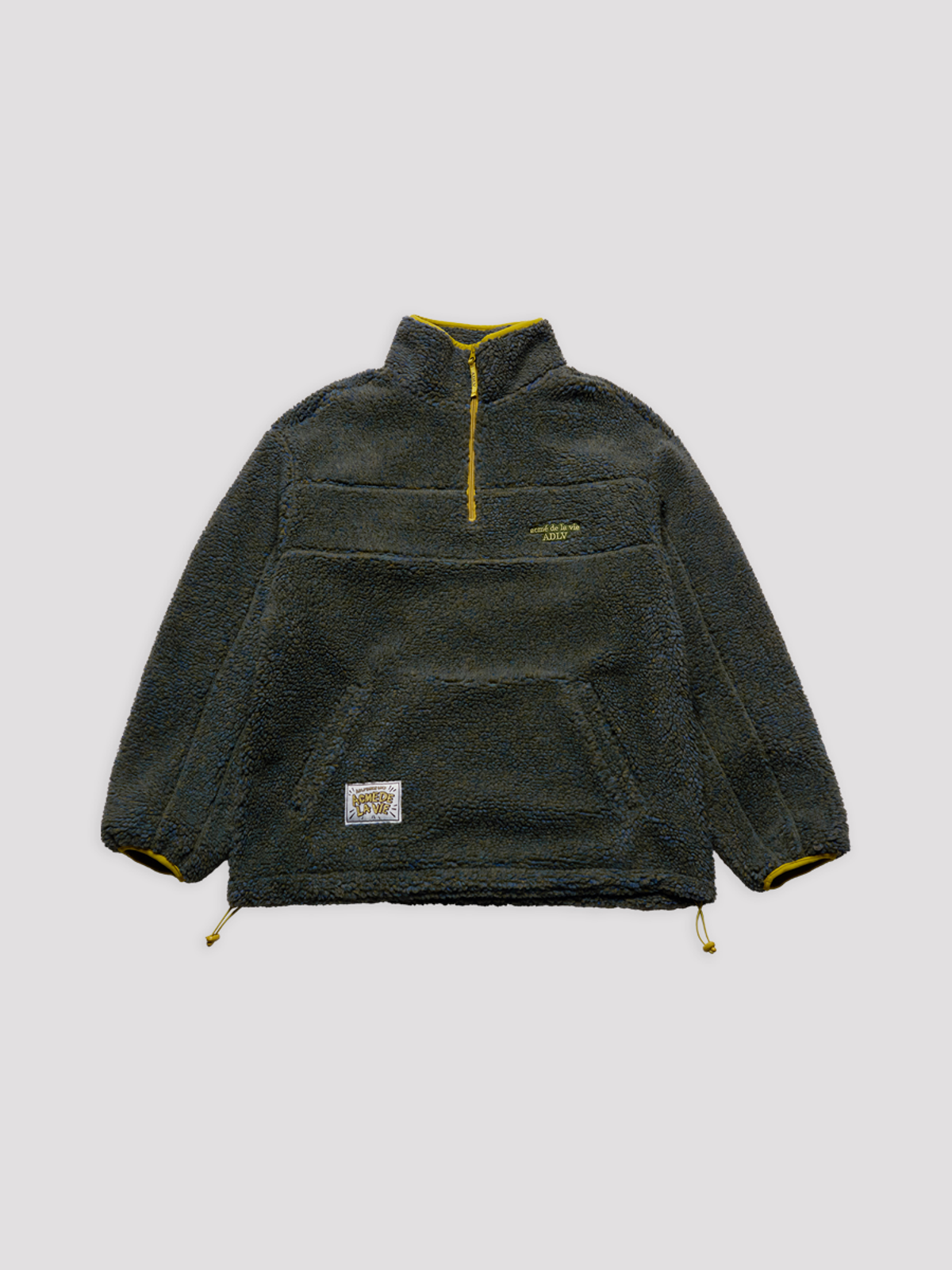 아크메드라비(ACME DE LA VIE) 3-TONE FLEECE STAND COLLAR HALF ZIP UP [GREEN]