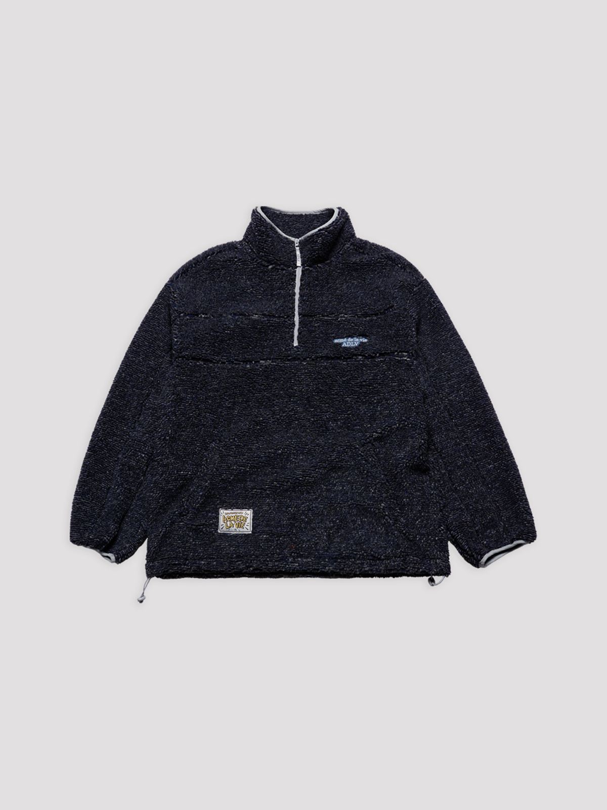 아크메드라비(ACME DE LA VIE) 3-TONE FLEECE STAND COLLAR HALF ZIP UP [NAVY]