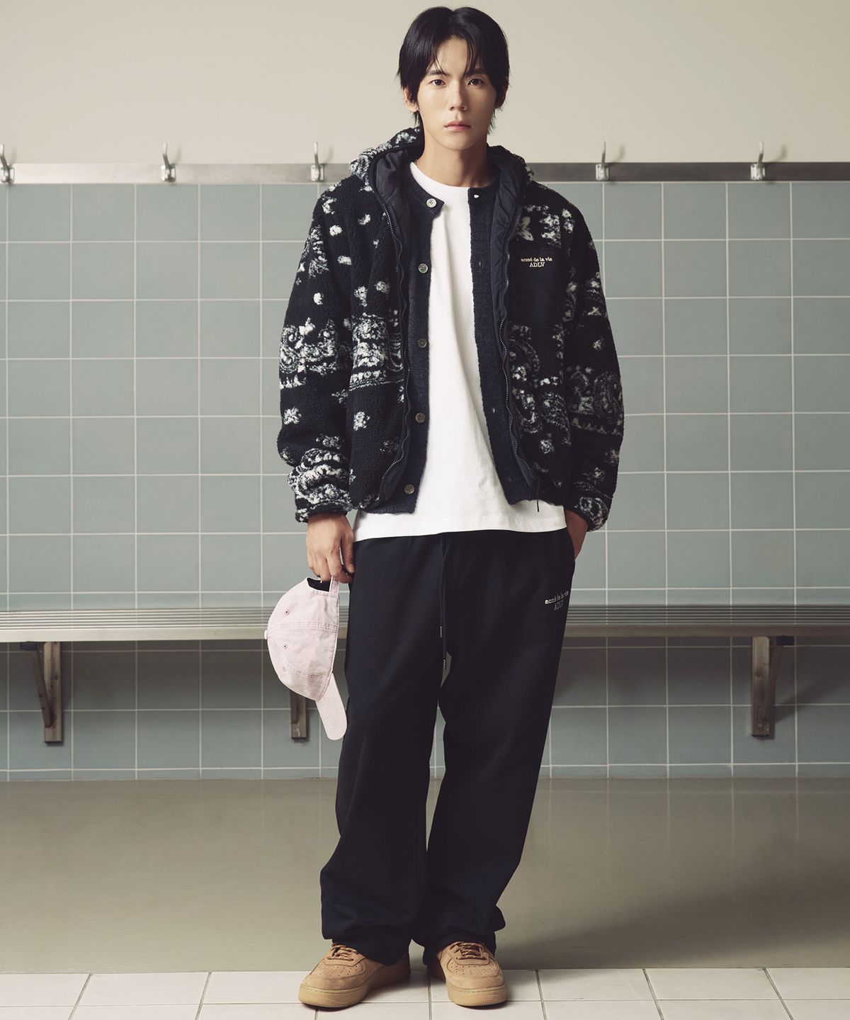 아크메드라비(ACME DE LA VIE) BOUCLE HOOD ZIP UP [BLACK]