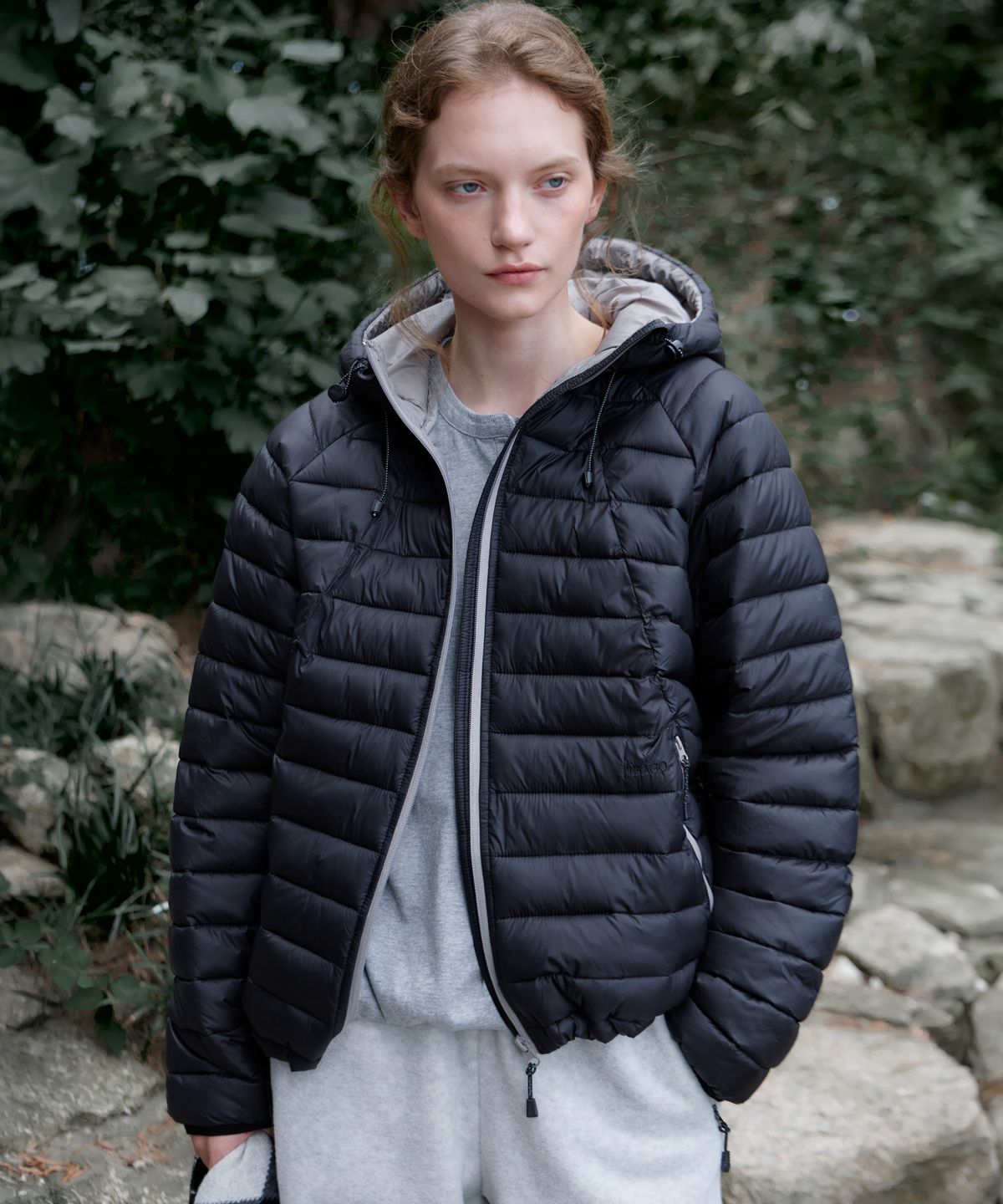 유라고(URAGO) Lightweight hooded puffer jacket_Olive