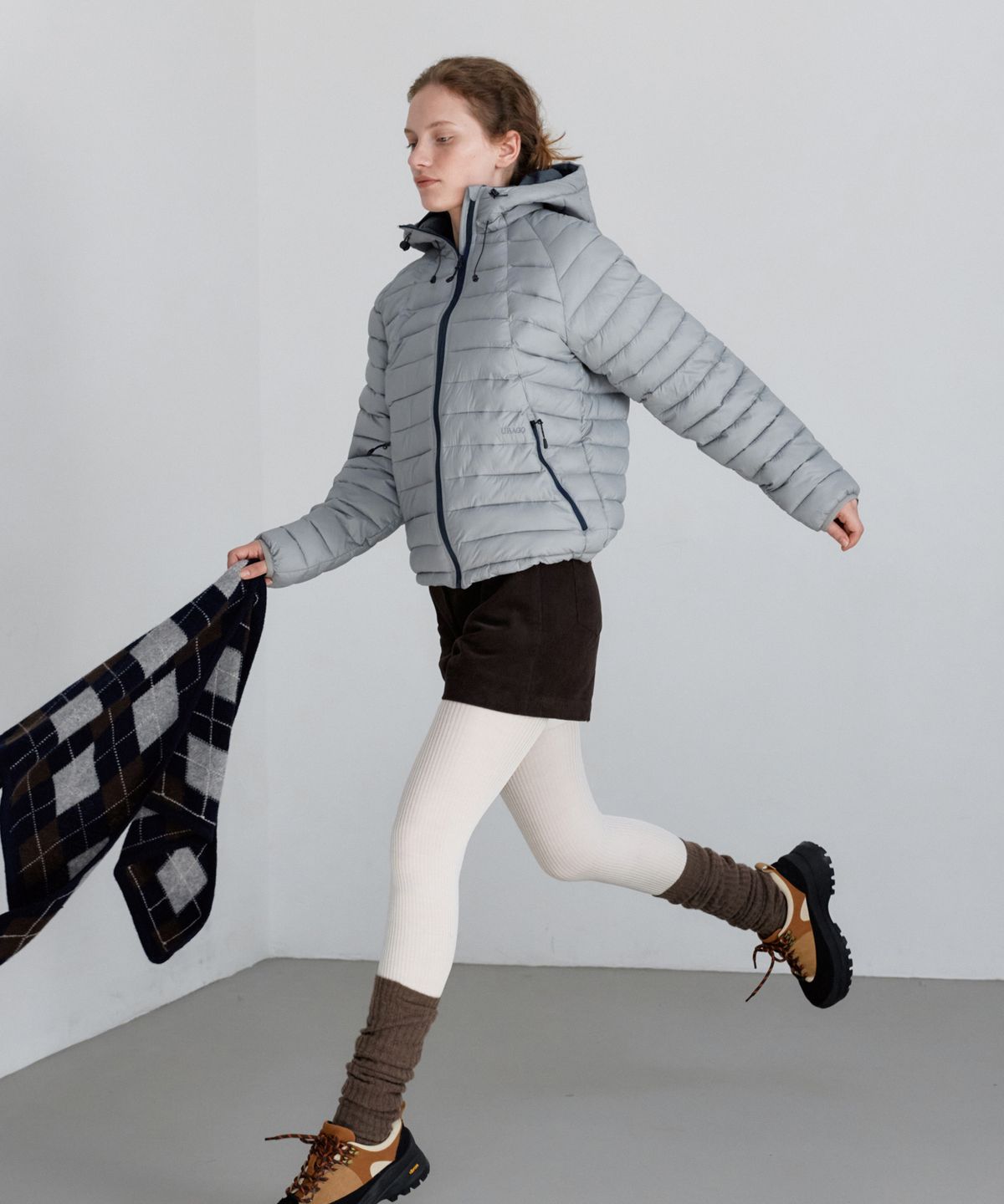유라고(URAGO) Lightweight hooded puffer jacket_Olive