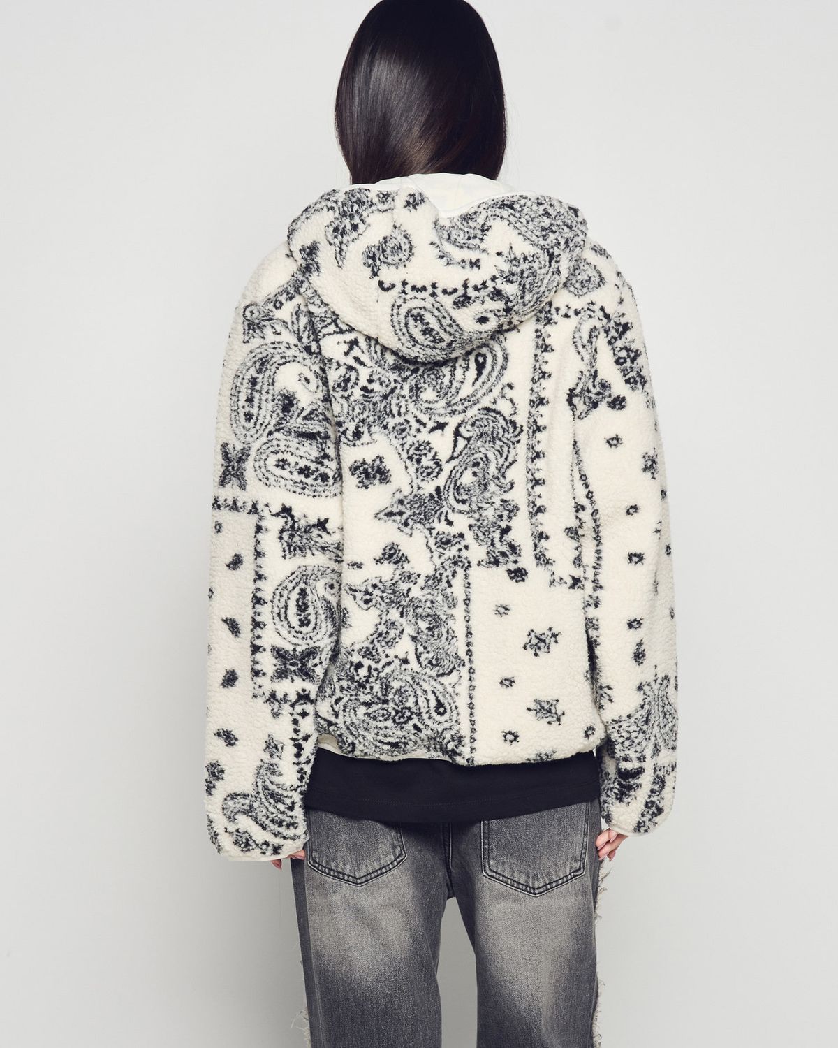 아크메드라비(ACME DE LA VIE) BOUCLE HOOD ZIP UP [IVORY]