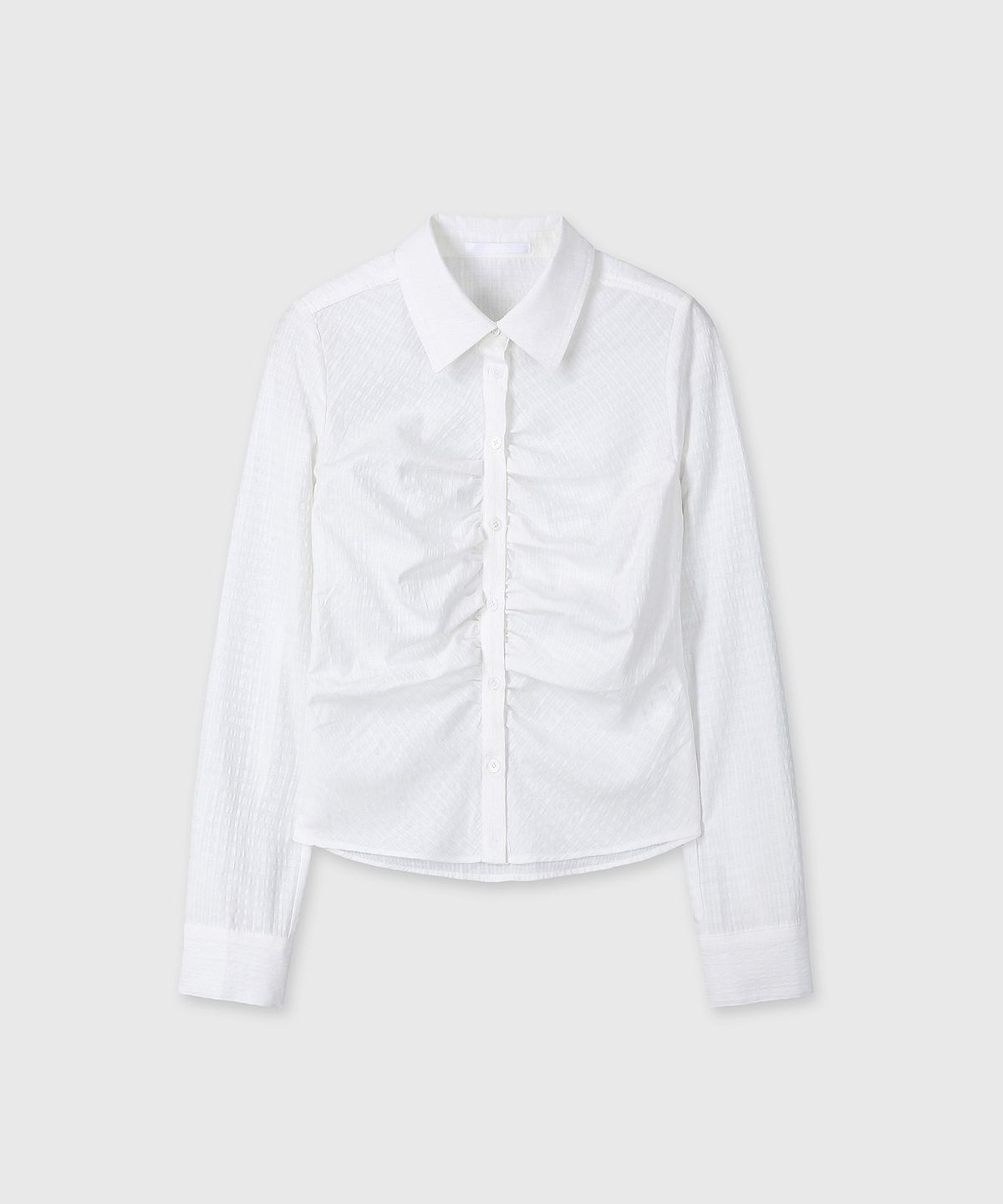 다이브인 우먼(DIVEIN WOMEN) SHIRRING CHECK SHIRTS (WHITE)