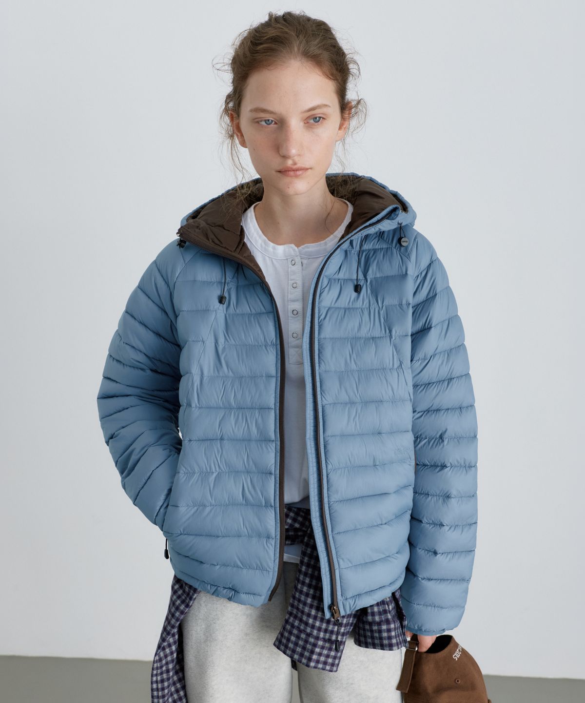 유라고(URAGO) Lightweight hooded puffer jacket_Light gray