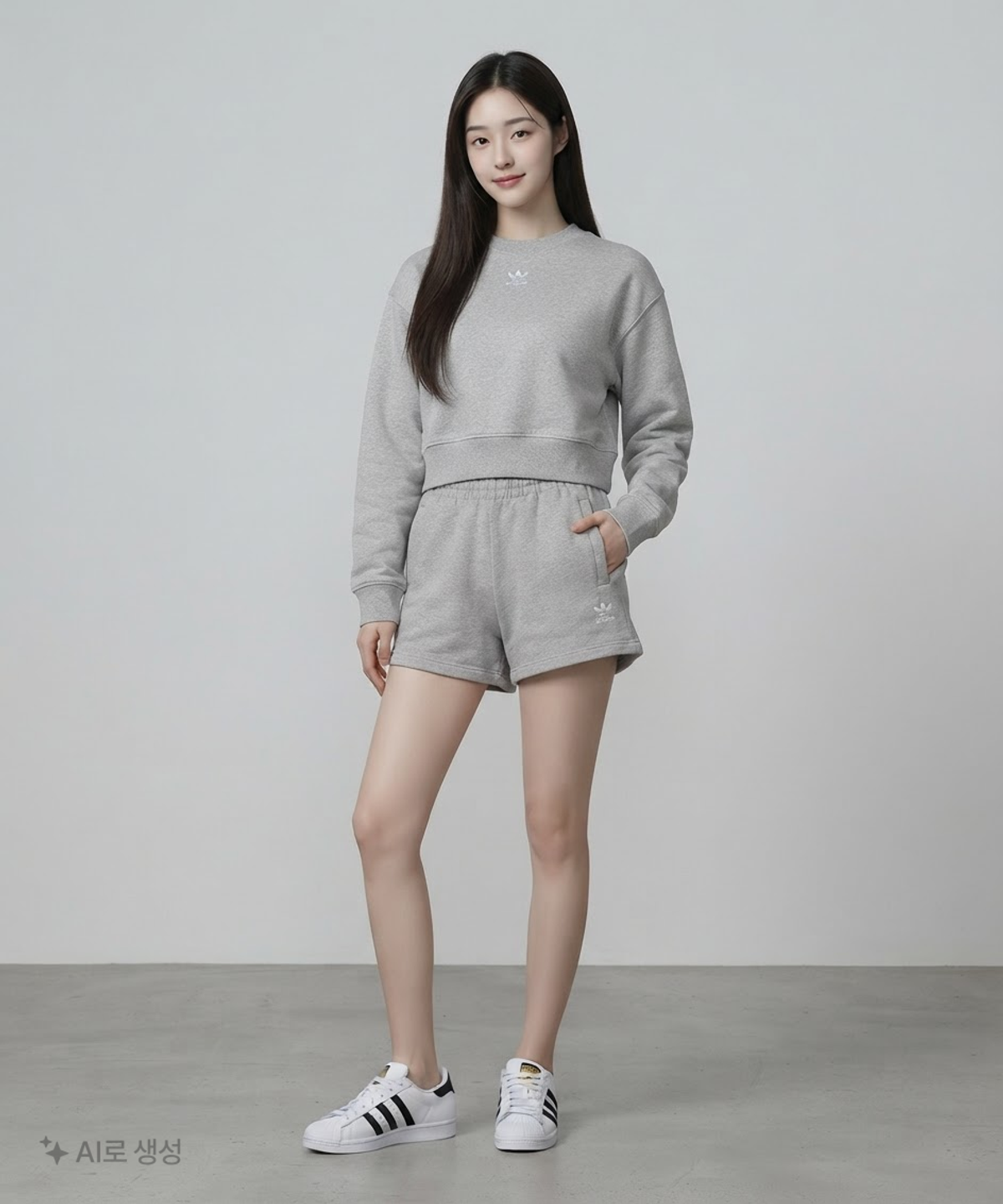 아디다스(ADIDAS) 에센셜 프렌치 테리 쇼츠 - 미디엄그레이헤더 / IY7341 XS
