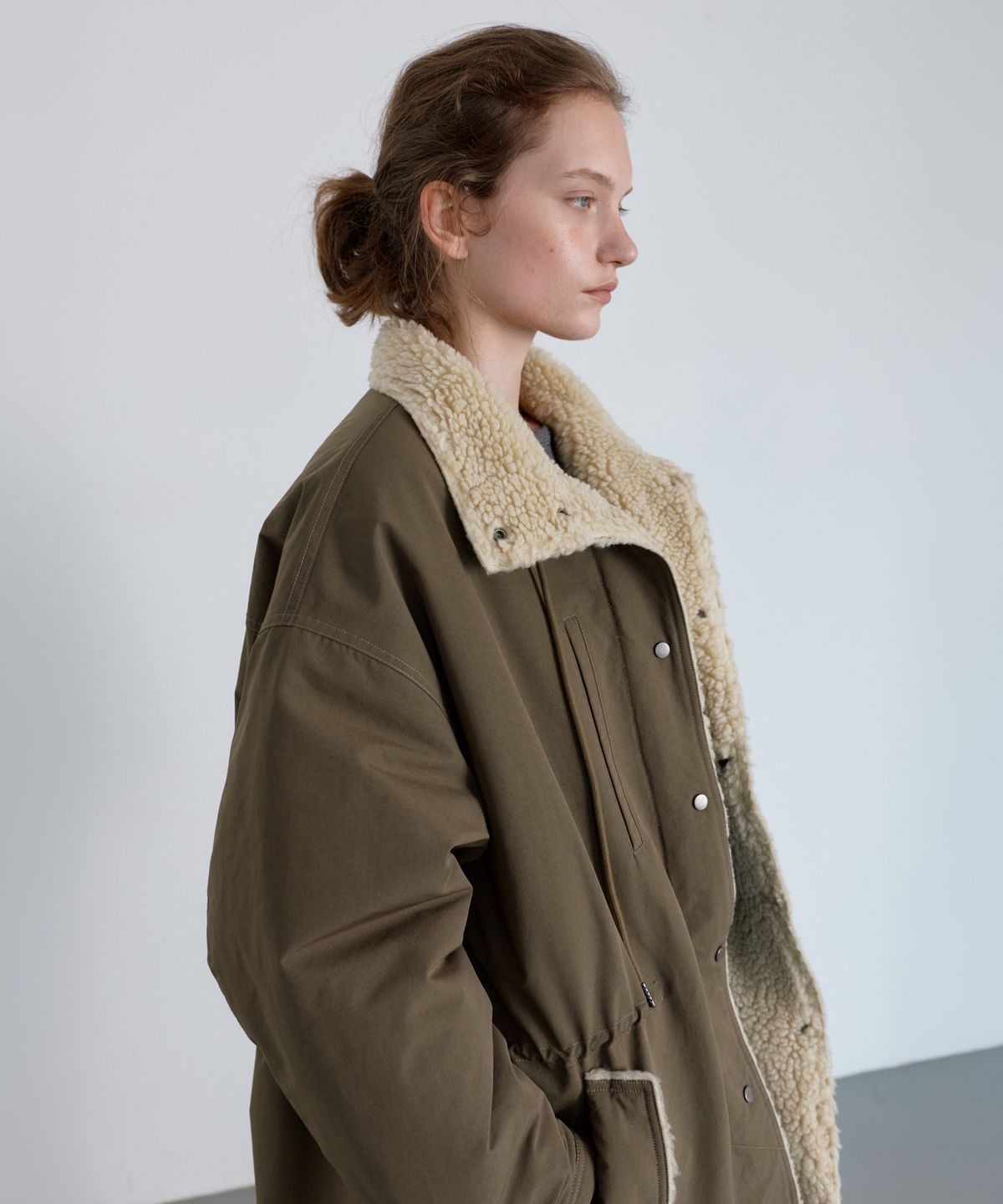 유라고(URAGO) Shearing padded half jumper