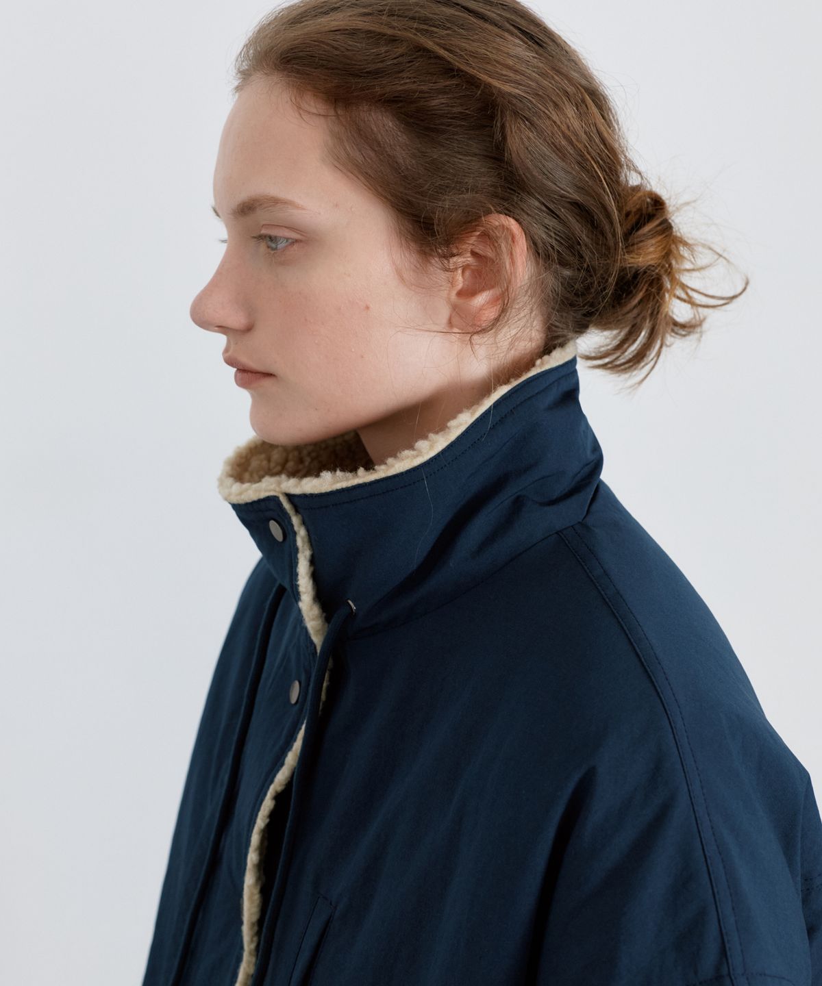 유라고(URAGO) Shearing padded half jumper