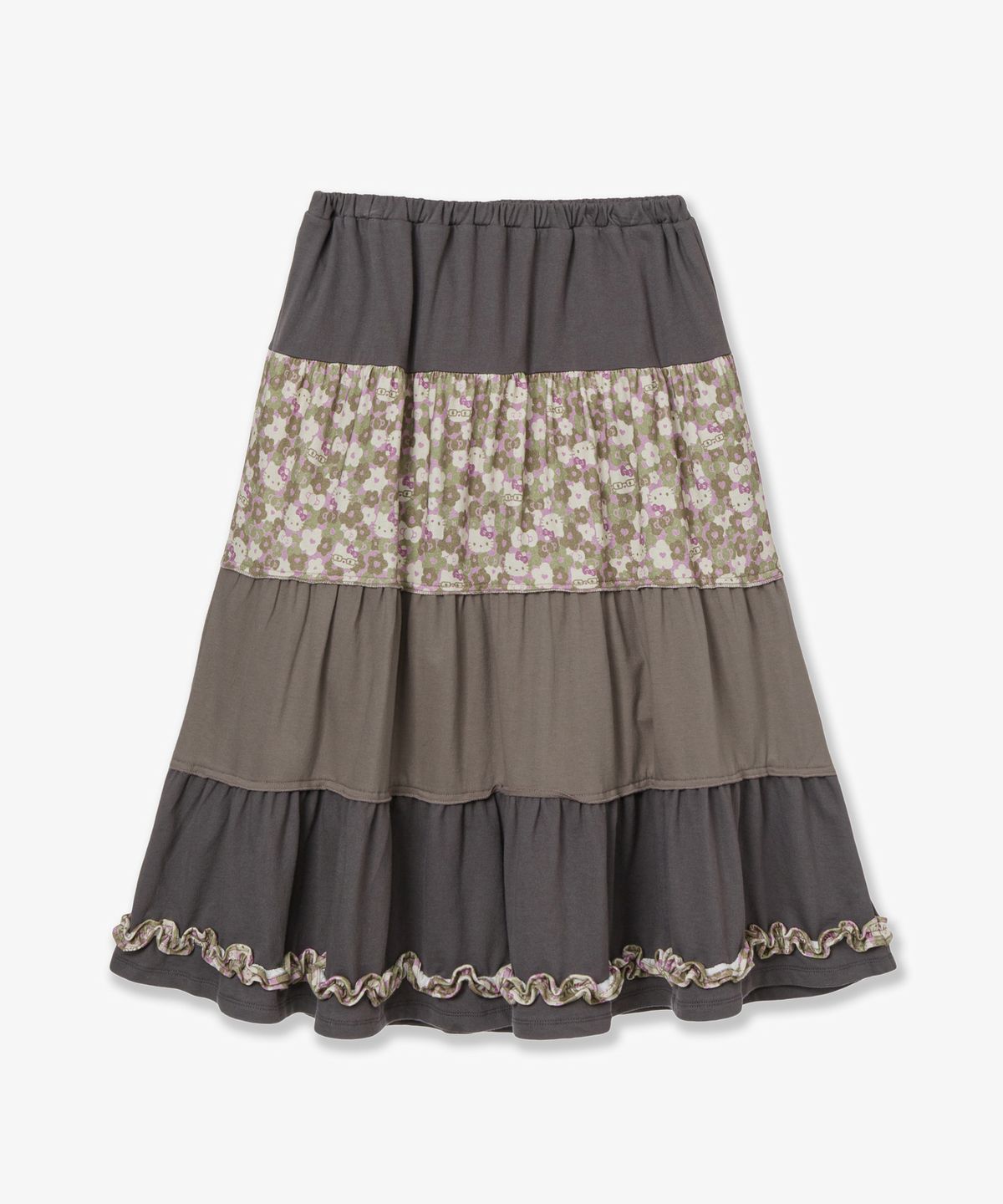 에이이에이이(AEAE) HELLO KITTY TIERED FRILL SKIRT [BROWN]