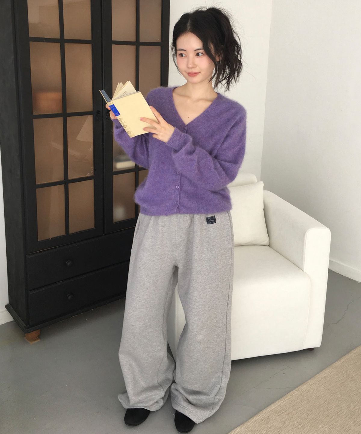 프리버07(FRIVER07) V-neck cashmere wholegarment cardigan [FRFA07CD06]_Purple