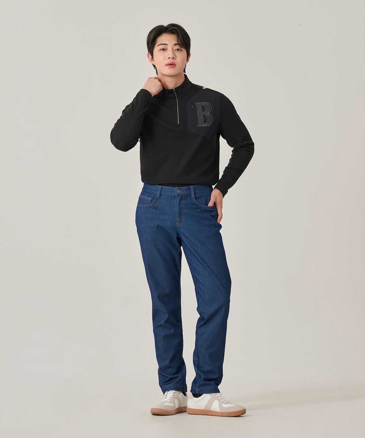 빌트모아(BILTMORE) 남성 기모본딩 데님 스트레이트핏 팬츠