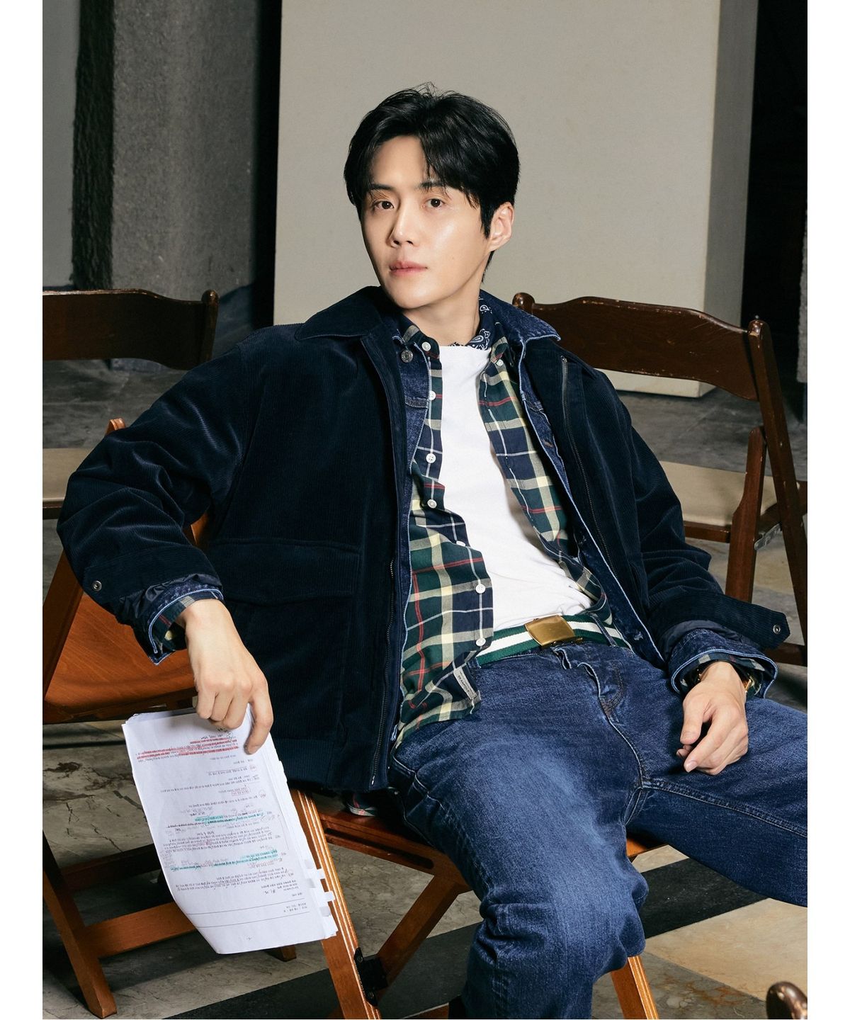 빈폴 멘(BEANPOLE MEN) [Essential] 브러쉬드 뉴 헤릿 체크 셔츠  그린