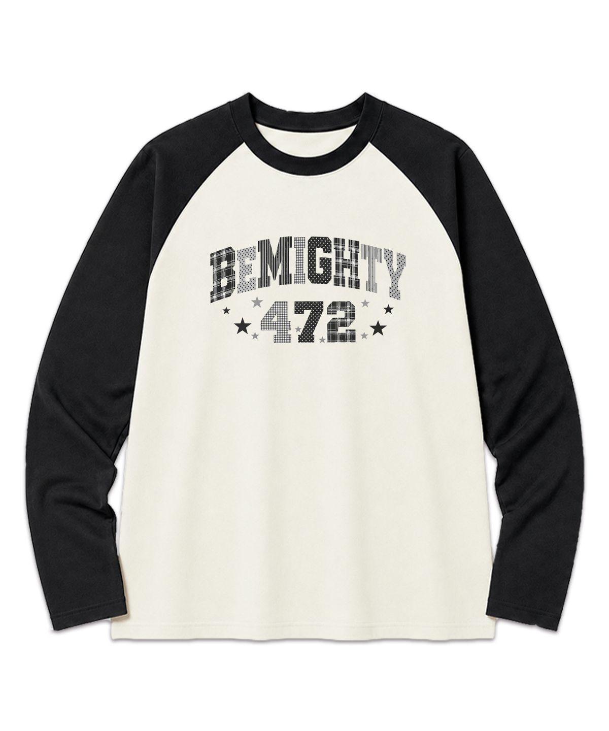 비마이티(BEMIGHTY) 인서트 패턴 로고 오버핏 긴팔라글란 티셔츠