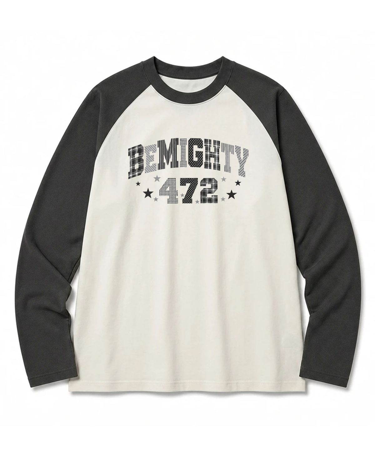 비마이티(BEMIGHTY) 인서트 패턴 로고 오버핏 긴팔라글란 티셔츠